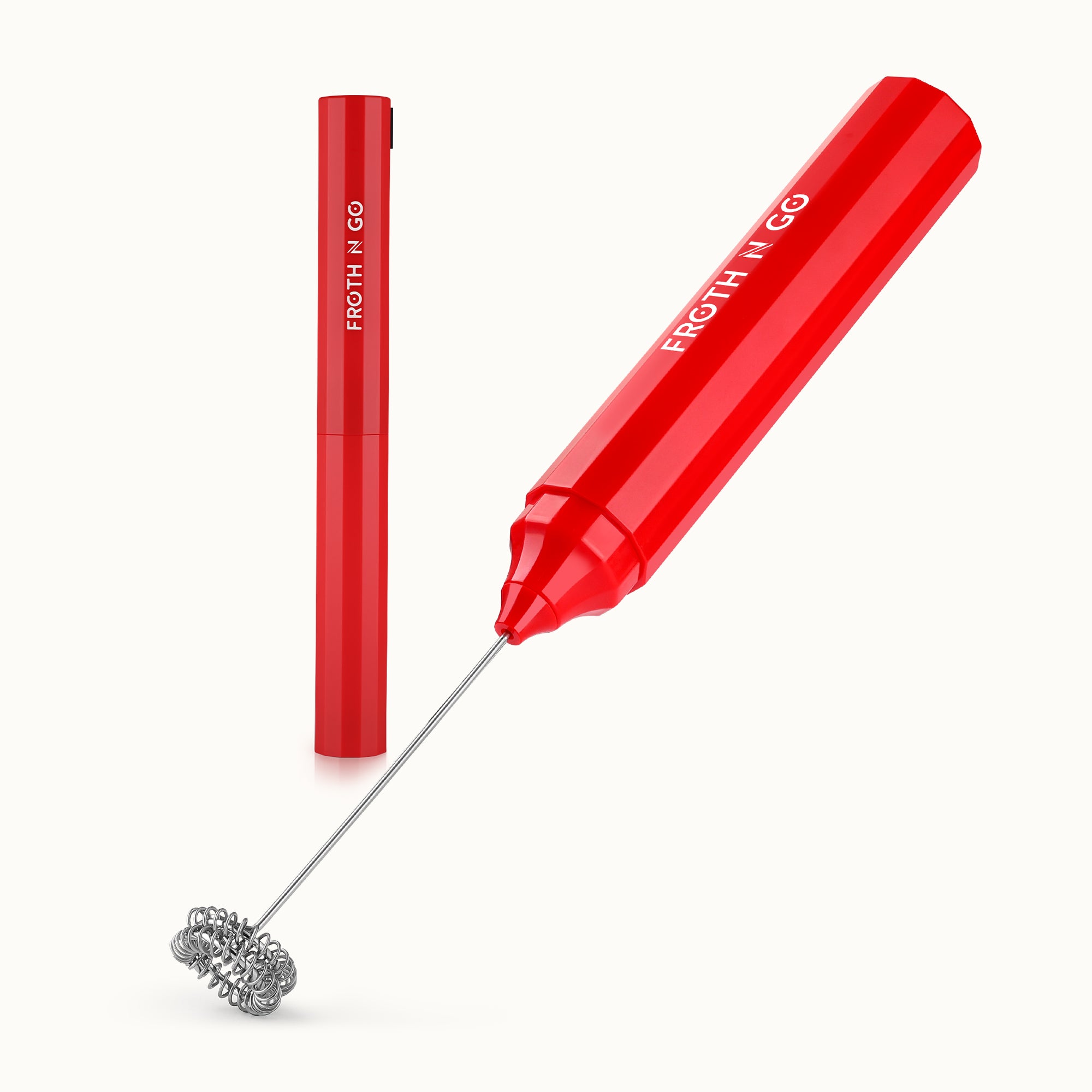Froth N Go Rechargeable Milk Frother with Case - Red by Zulay Kitchen