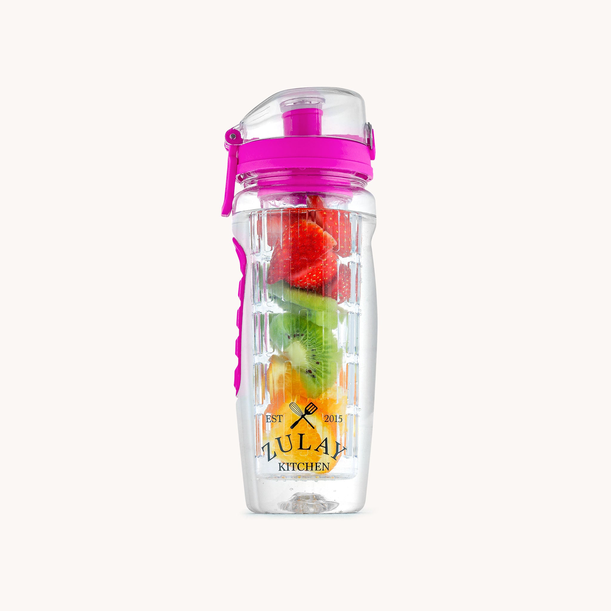 Fruit Infuser Water Bottle with Time Marker - Tango Pink by Zulay Kitchen