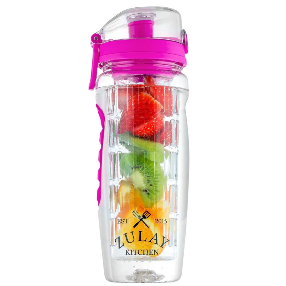 Fruit Infuser Water Bottle with Time Marker - Tango Pink by Zulay Kitchen