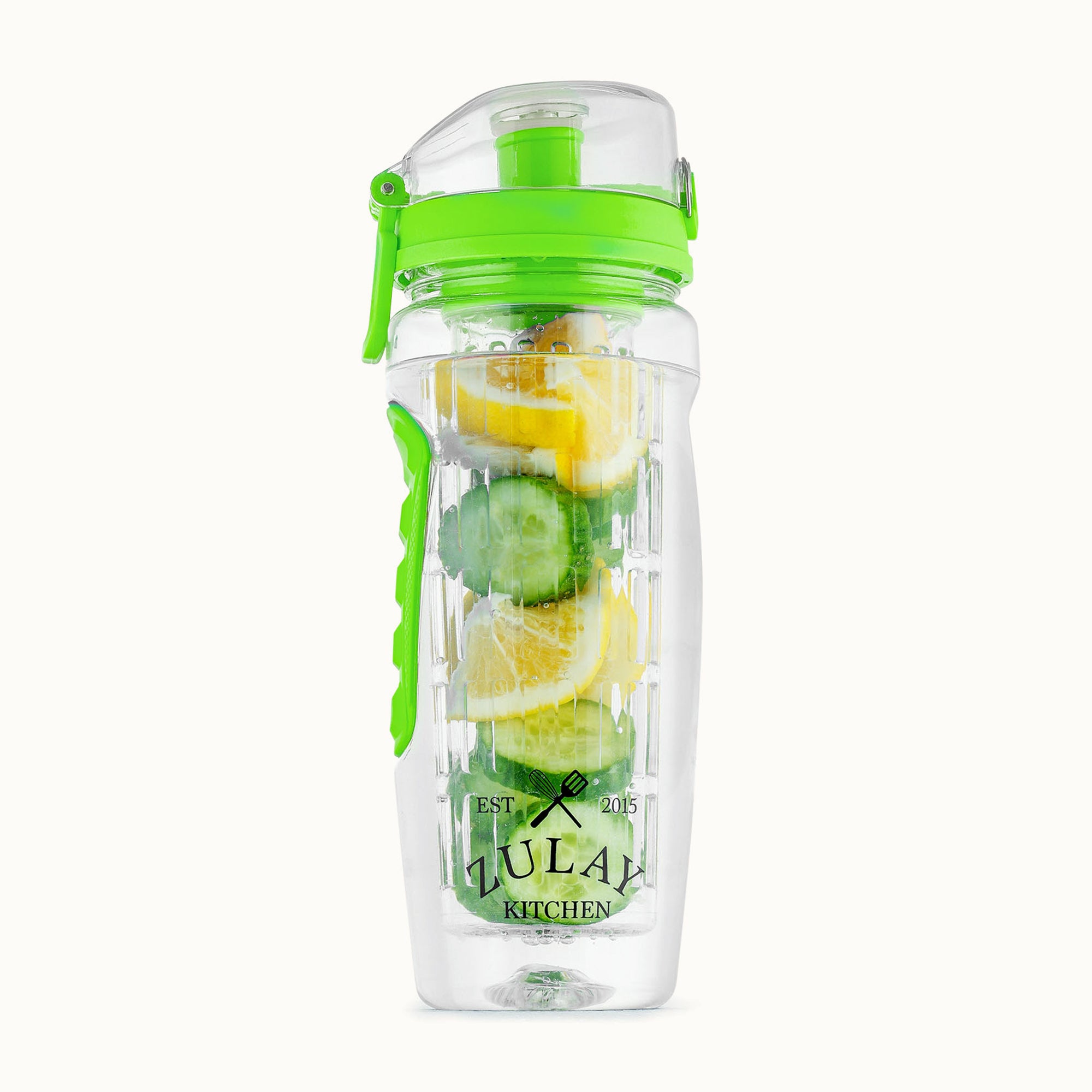 Fruit Infuser Water Bottle with Time Marker - Green by Zulay Kitchen