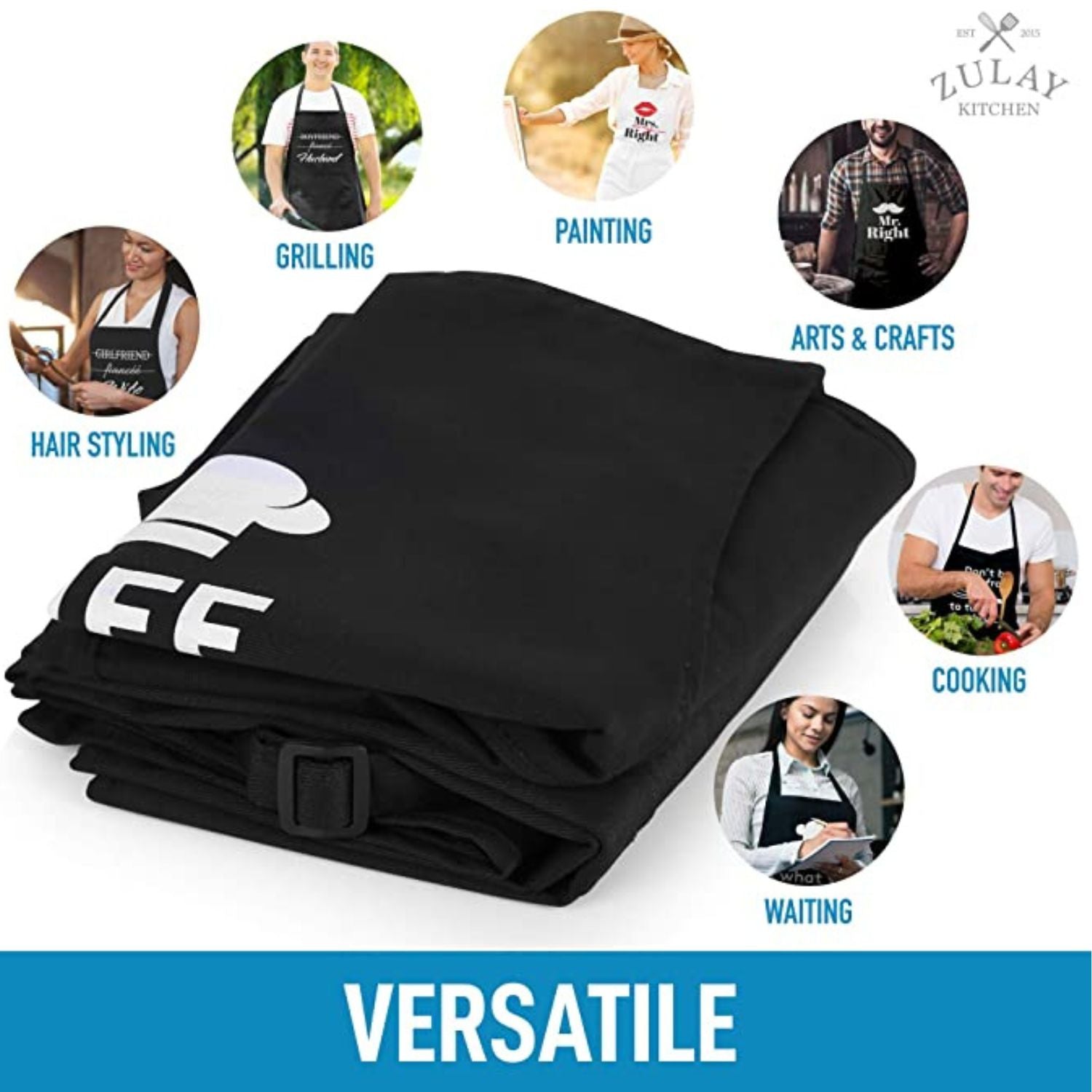 Versatile Funny Aprons for Men, Women & Couples by Zulay Kitchen