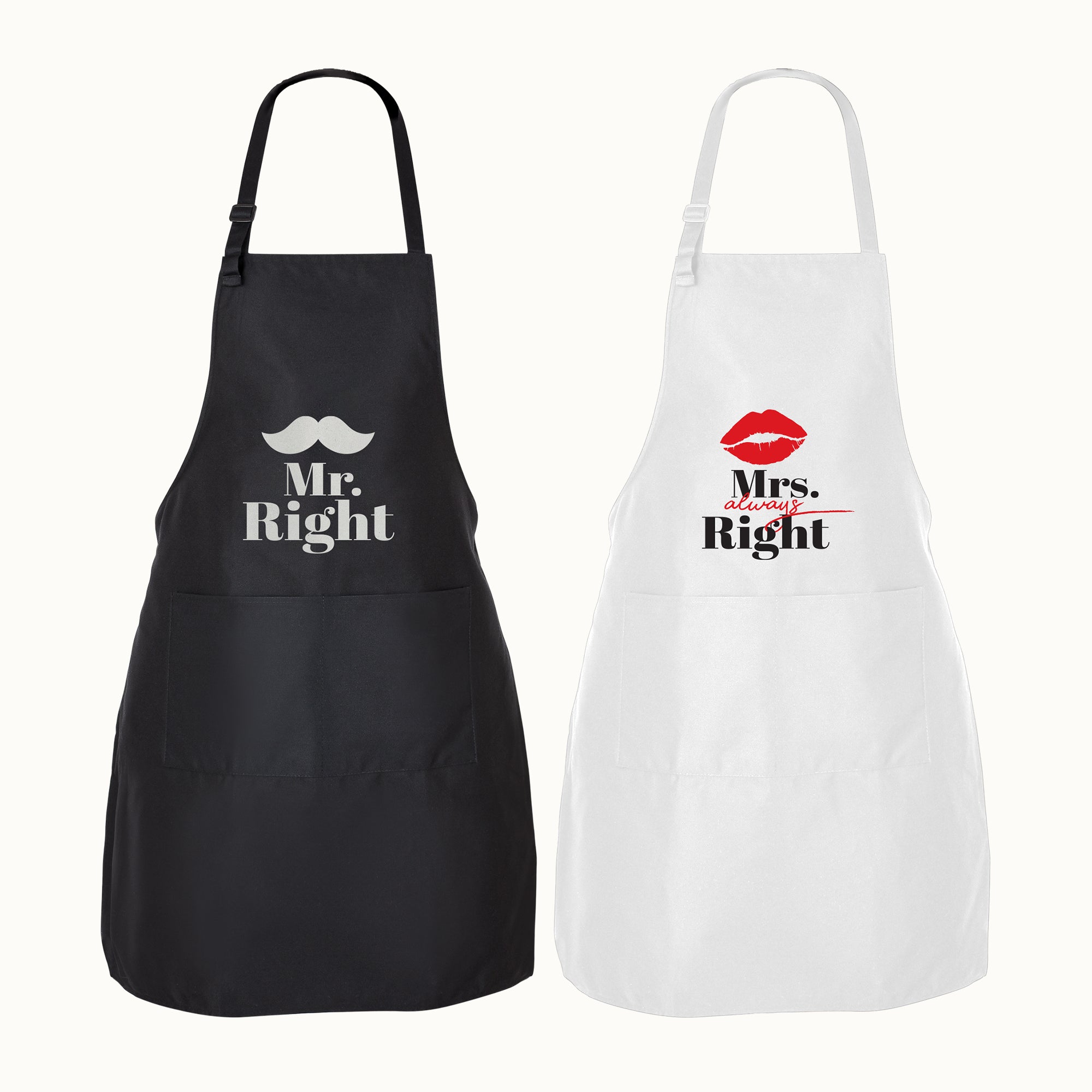 Funny Aprons for Men, Women & Couples- Mr. Right & Mrs. Always Right by Zulay Kitchen