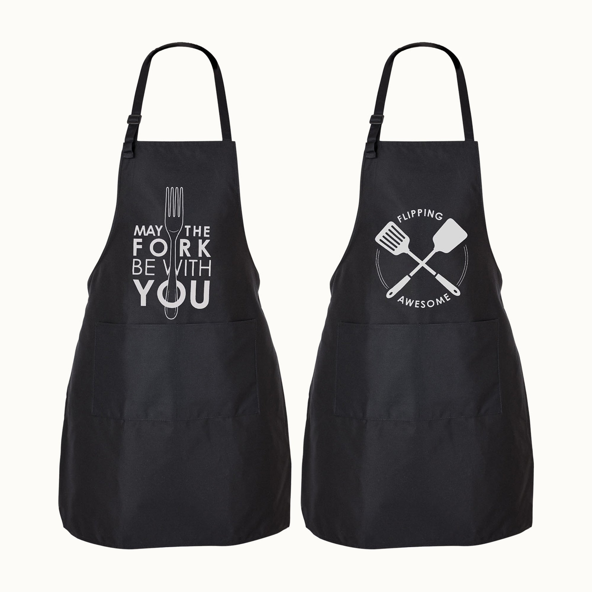 Funny Aprons for Men, Women & Couples - Fork Spatula Set by Zulay Kitchen
