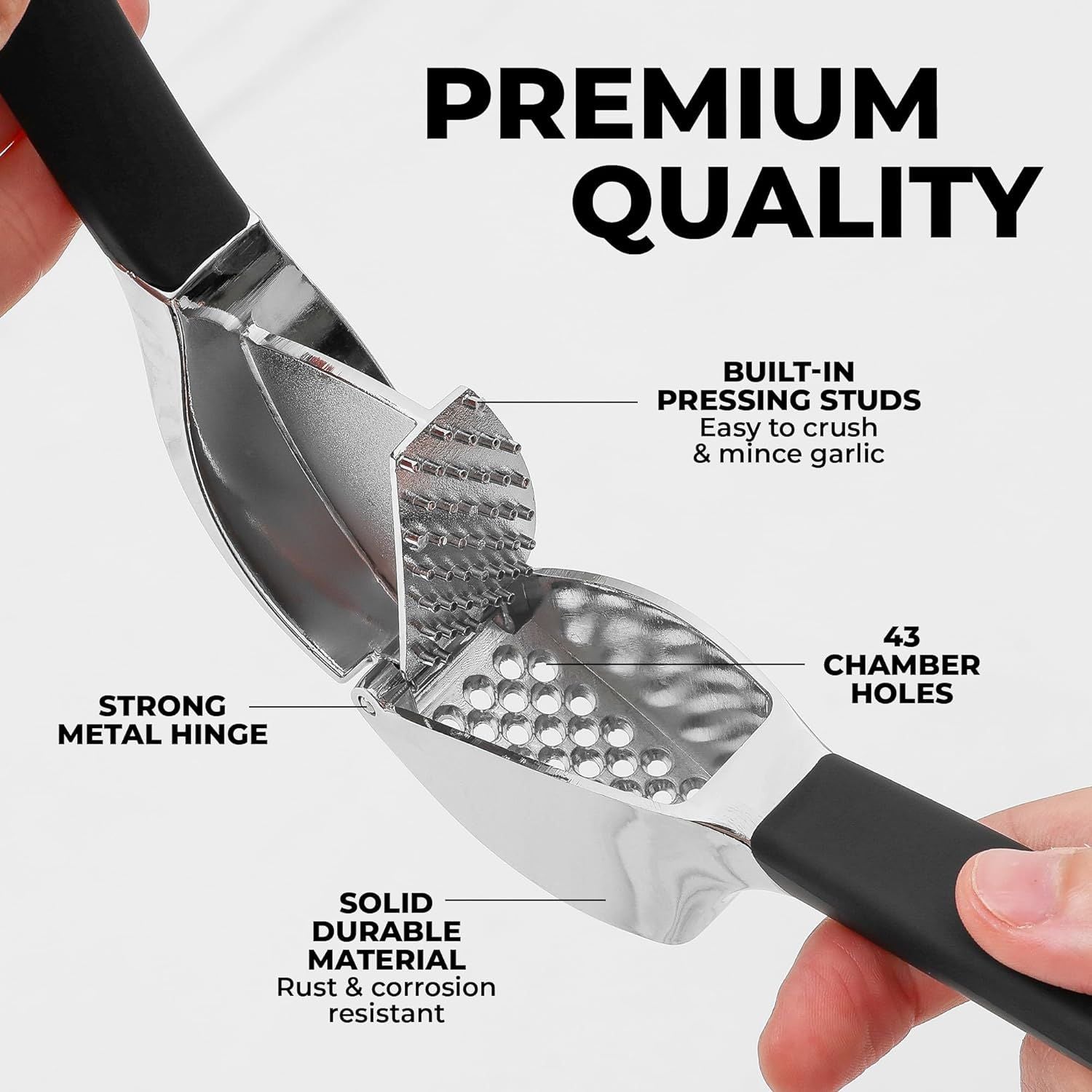 Premium Quality Comfort Grip Garlic Press by Zulay Kitchen