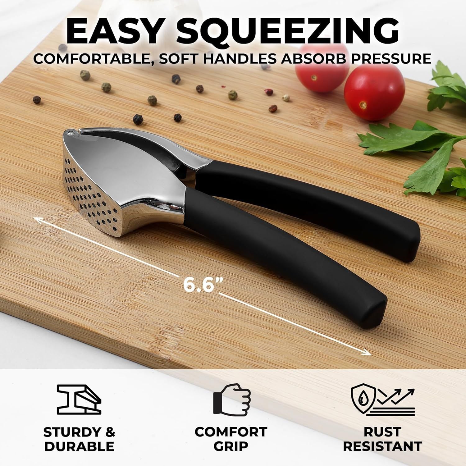 Durable & Easy Squeezing Garlic Press by Zulay Kitchen