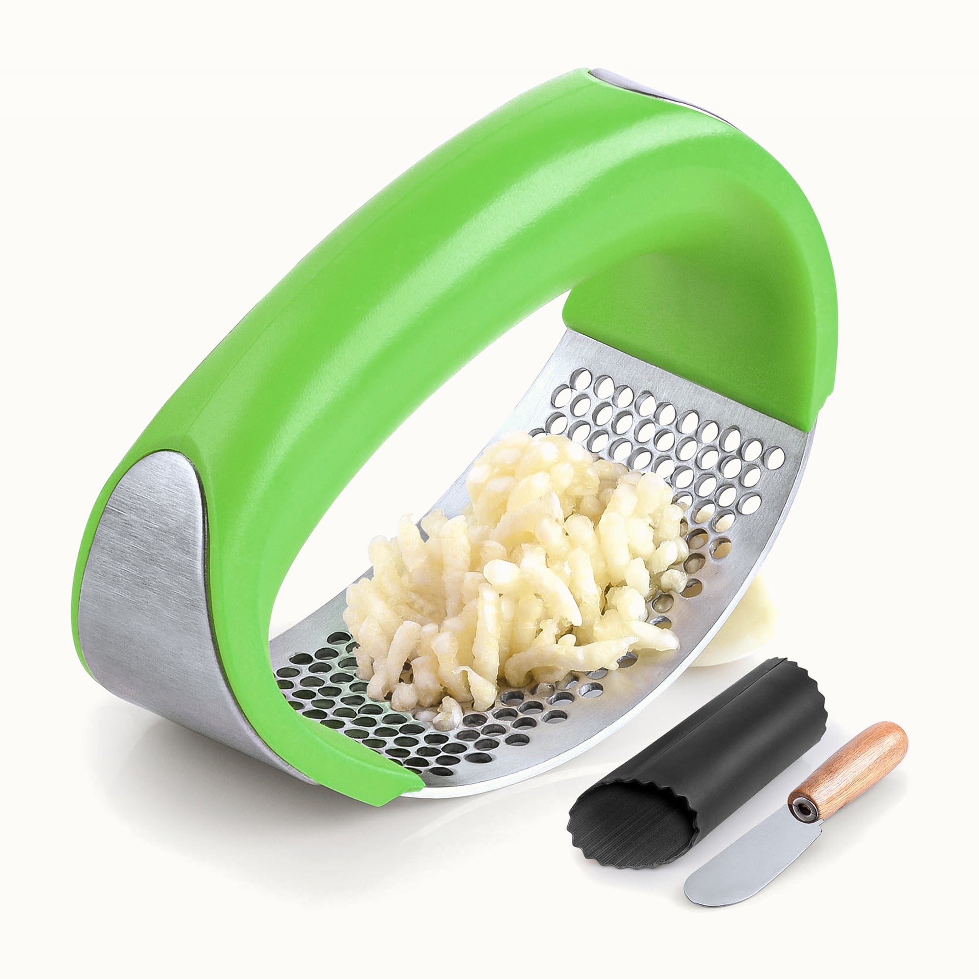 Garlic Press Rocker Set - Stainless Steel Green by Zulay Kitchen