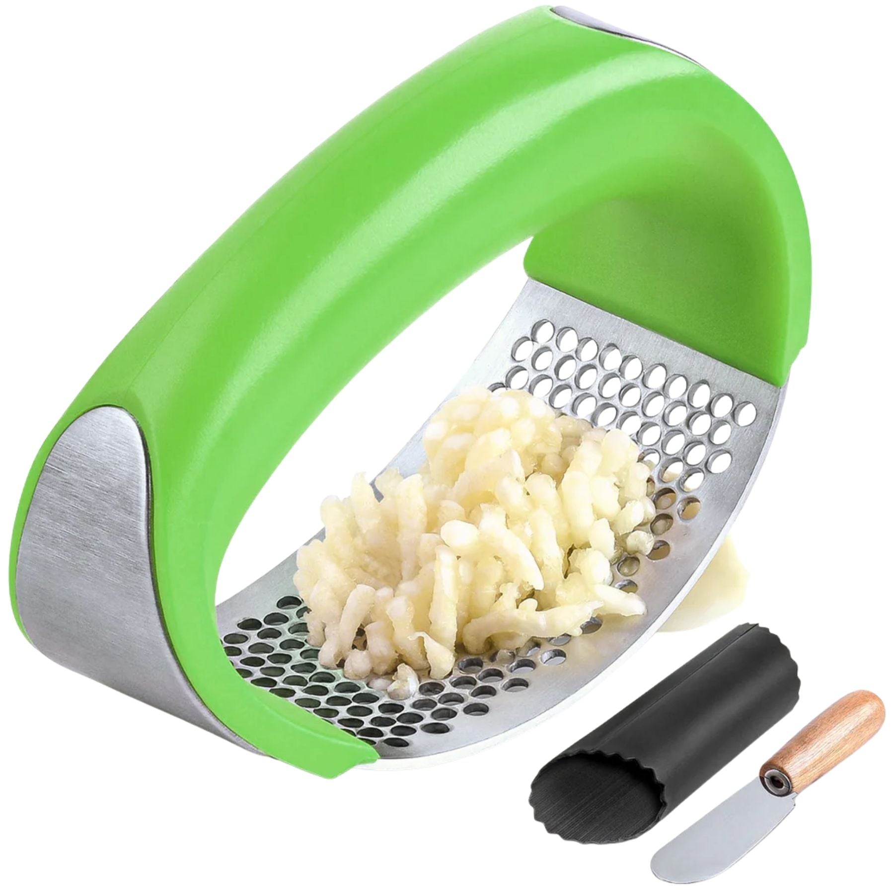 Garlic Press Rocker Set - Stainless Steel Green by Zulay Kitchen