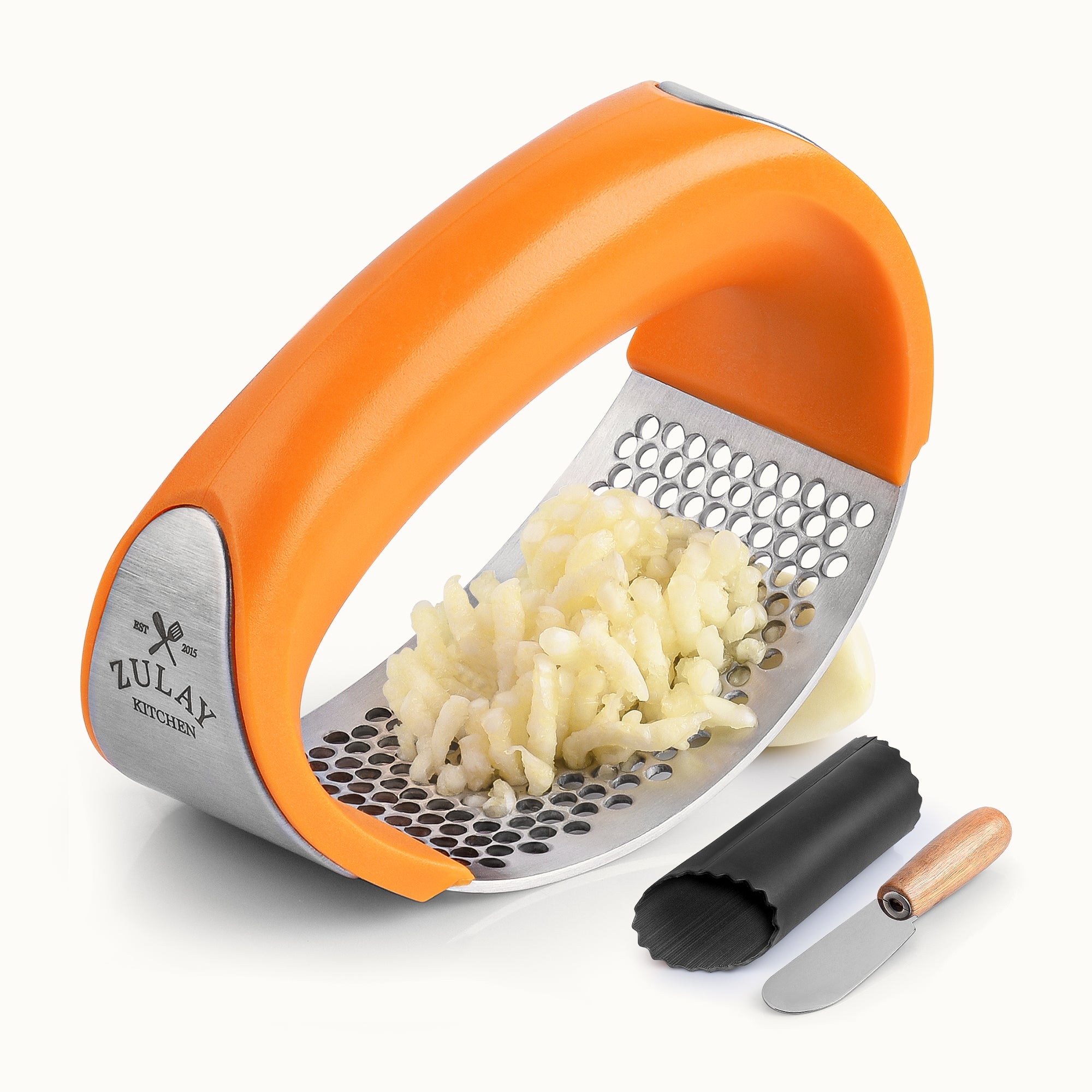 Garlic Rocker with Garlic Peeler Tool- Orange by Zulay Kitchen