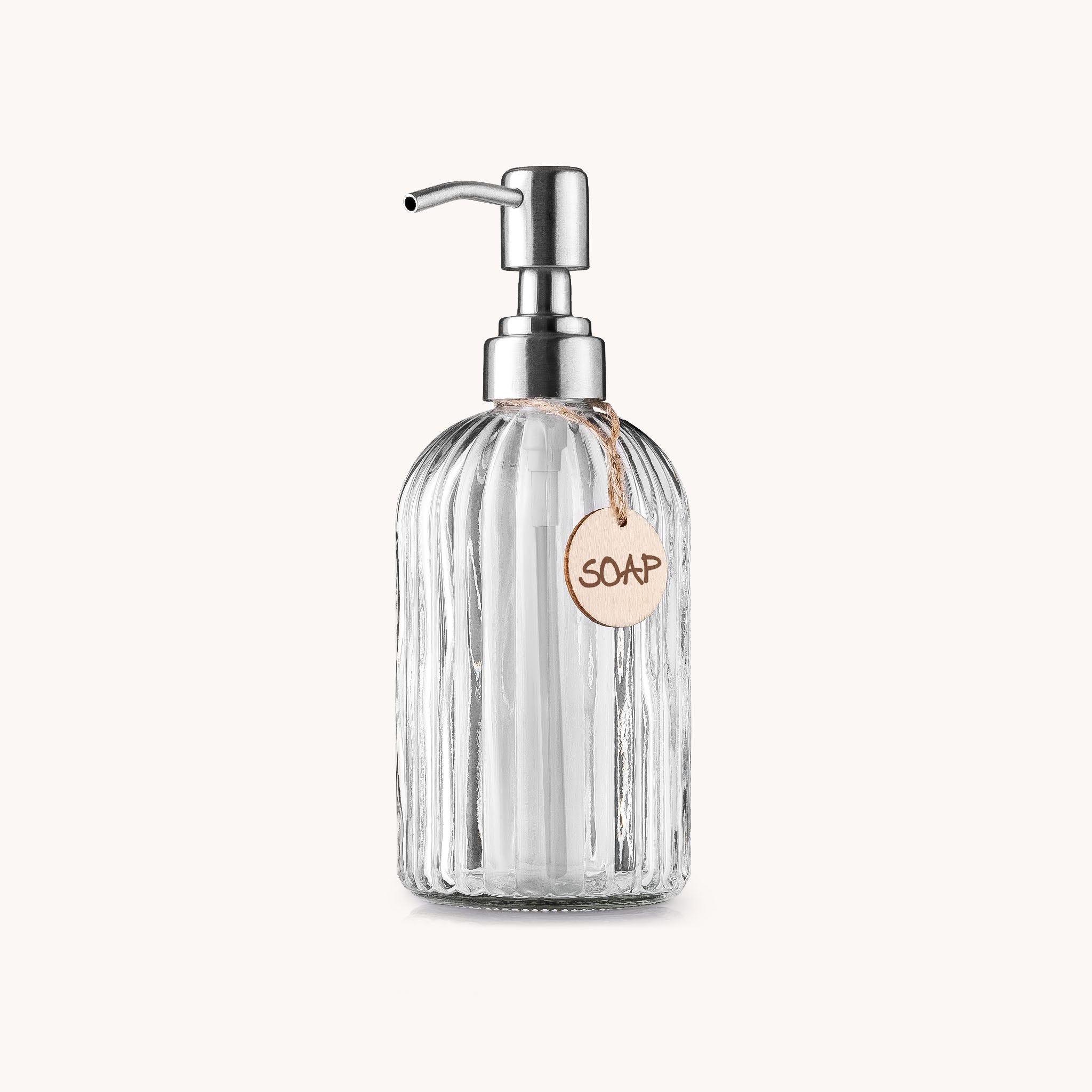 Easy Press Pump Clear Glass Hand Soap Dispenser by Zulay Kitchen