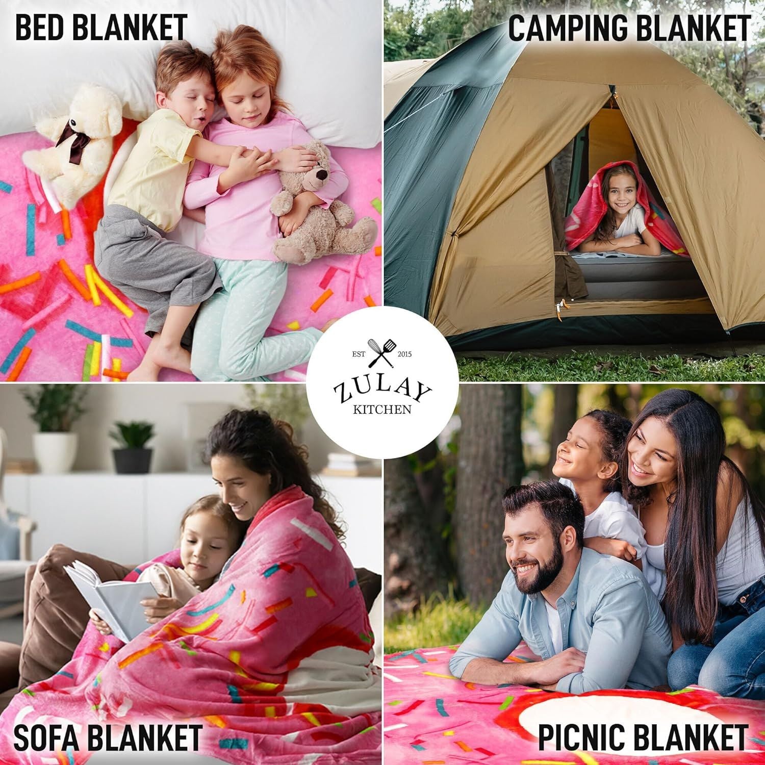 Cozy, Fleece Donut Blanket for Adults & Kids by Zulay Kitchen