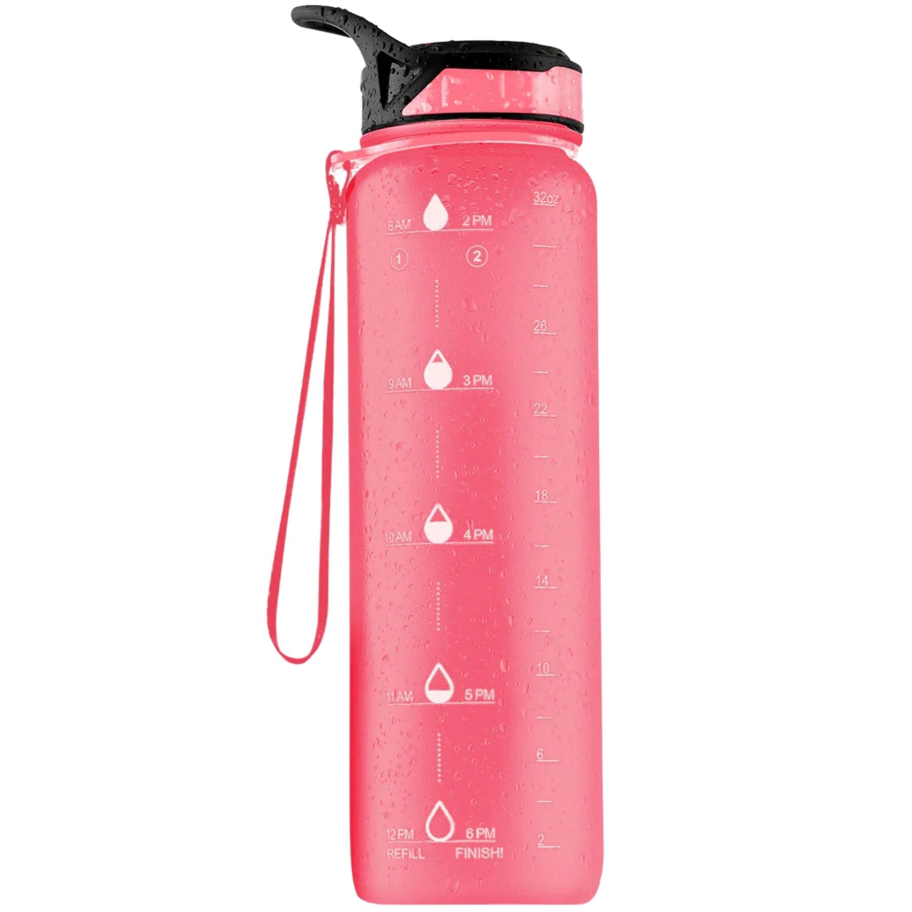 Hydration Nation Water Bottle With Time Marker (32 oz) - Pink by Zulay Kitchen