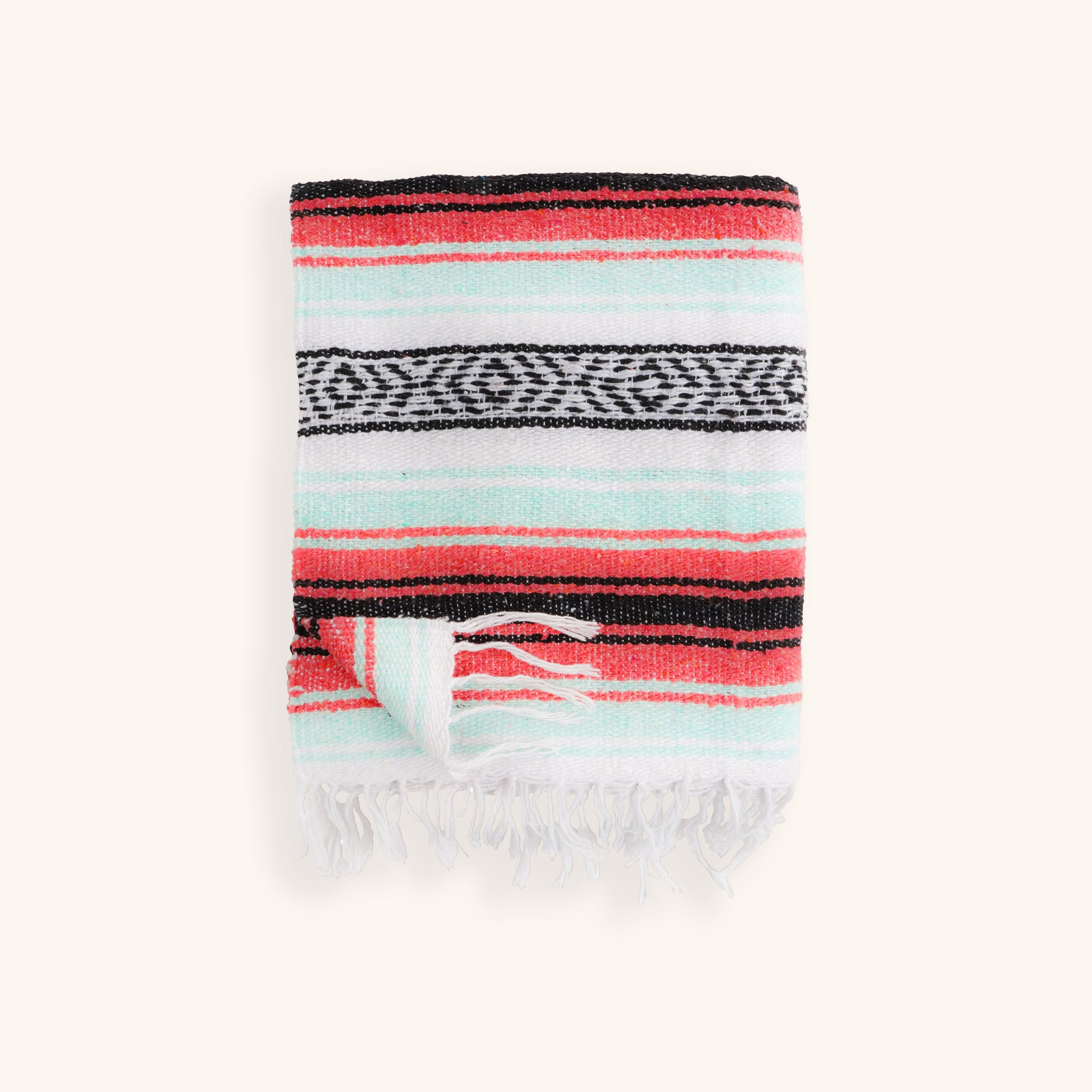 Hydration Nation Handcrafted Mexican Blanket - Mint Coral by Zulay Kitchen