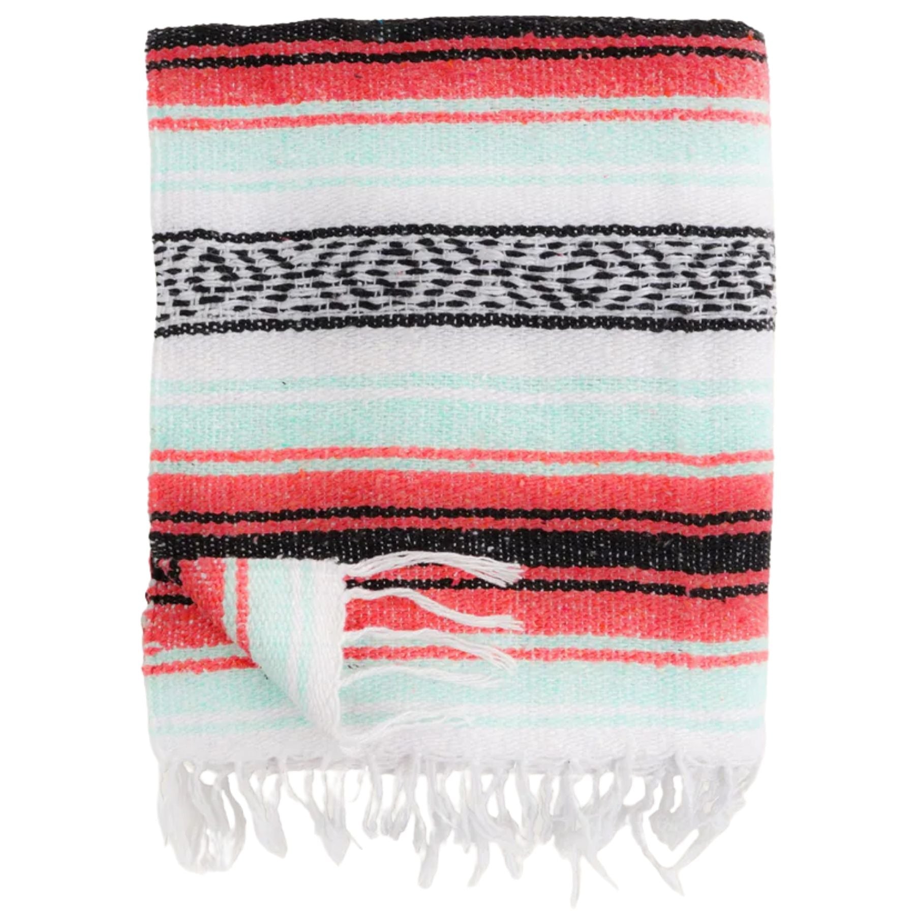 Hydration Nation Handcrafted Mexican Blanket - Mint Coral by Zulay Kitchen