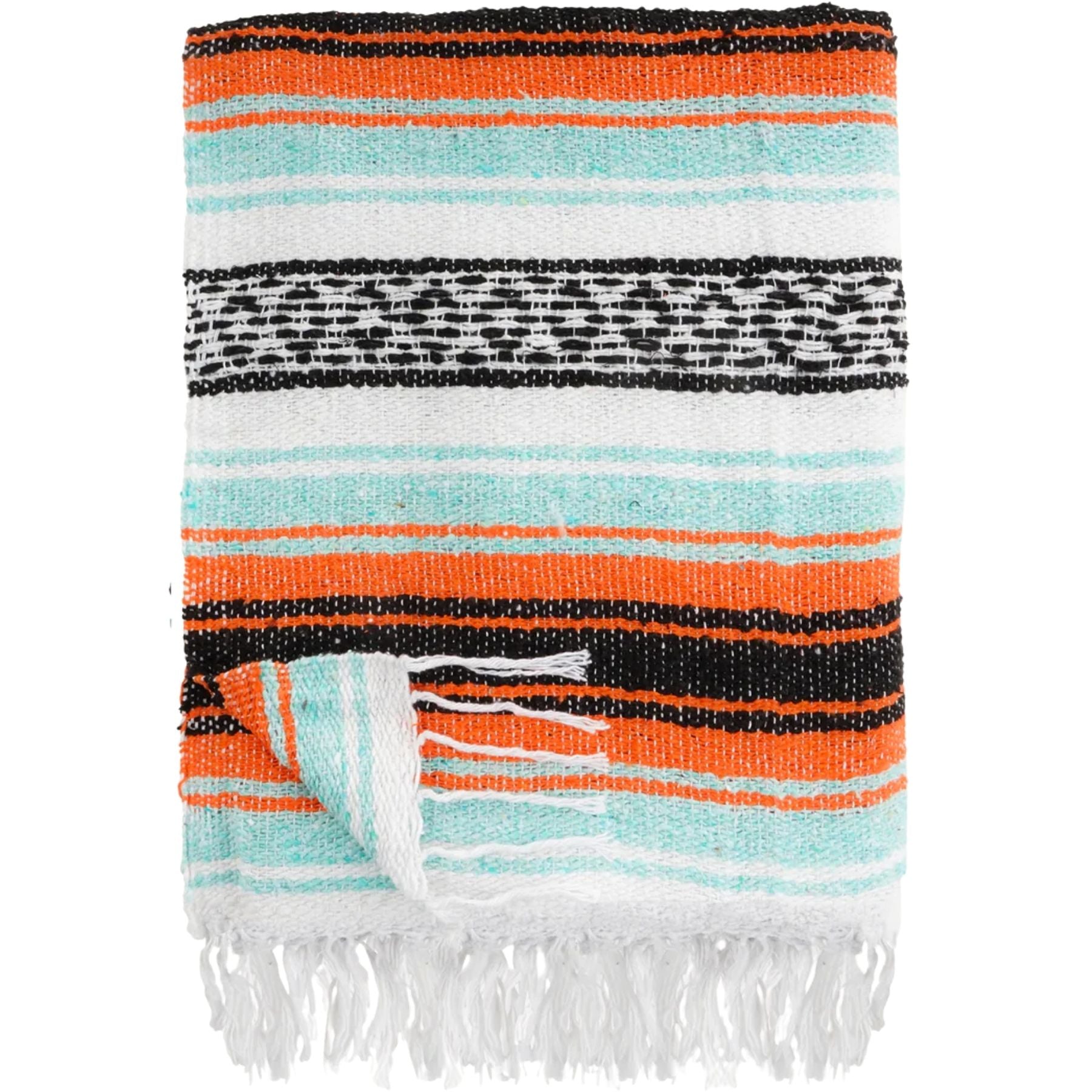 Hydration Nation Handcrafted Mexican Blanket - Mint Orange by Zulay Kitchen