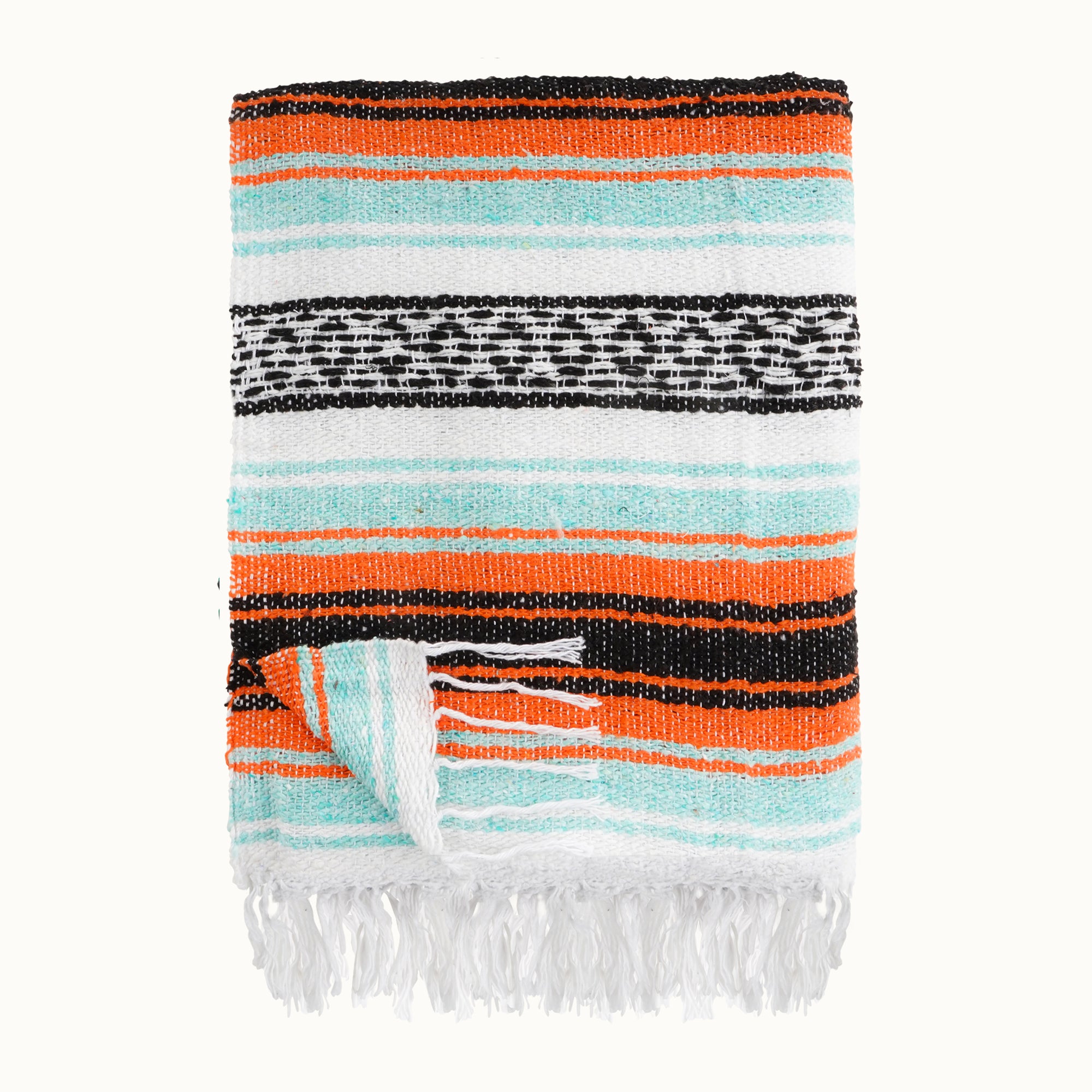 Hydration Nation Handcrafted Mexican Blanket - Mint Orange by Zulay Kitchen