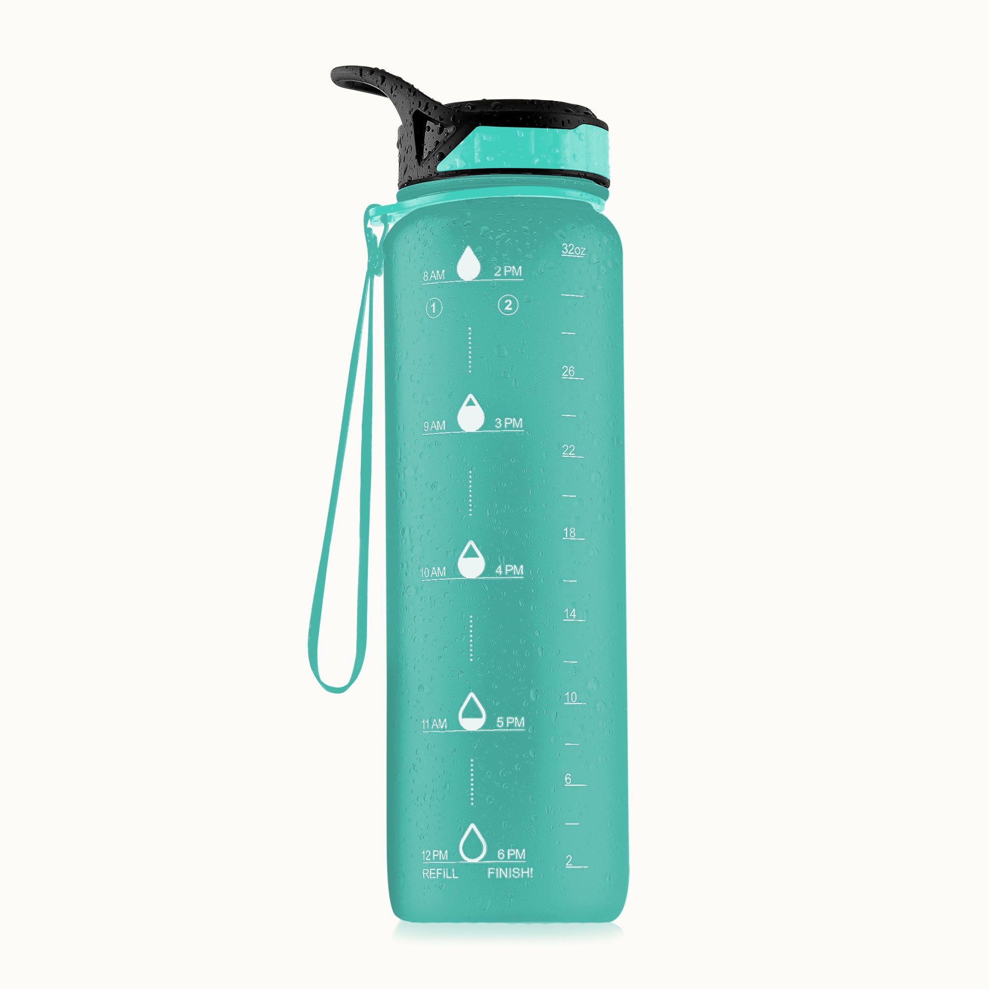 Hydration Nation Water Bottle With Time Marker (32 oz)- Mint Green by Zulay Kitchen