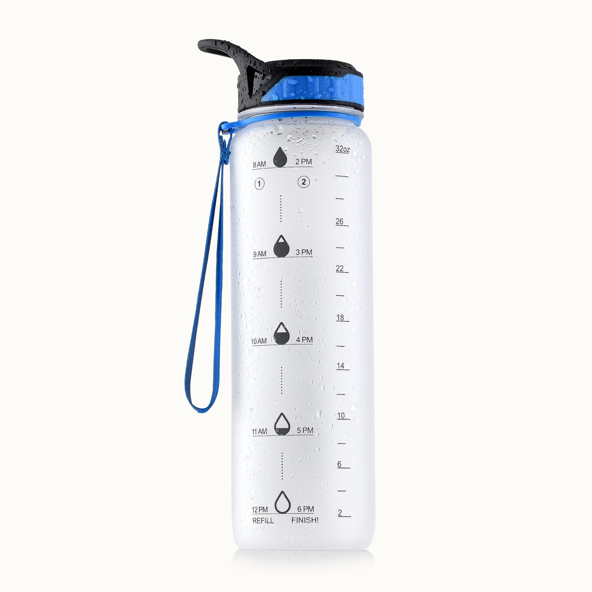 Hydration Nation Water Bottle With Time Marker (32 oz)- White by Zulay Kitchen