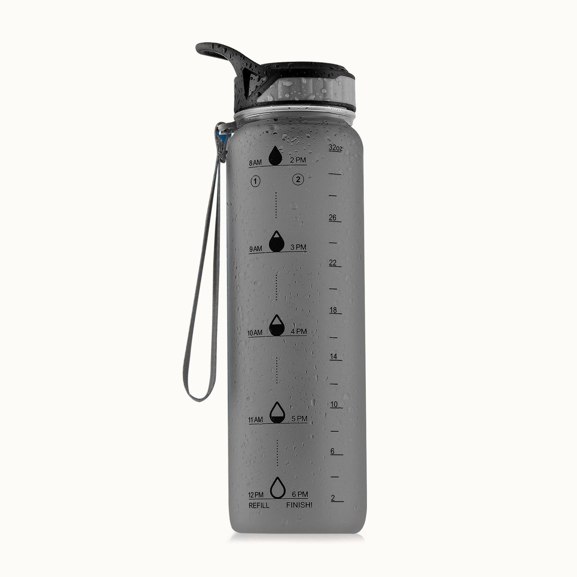Hydration Nation Water Bottle With Time Marker (32 oz) - Gray by Zulay Kitchen