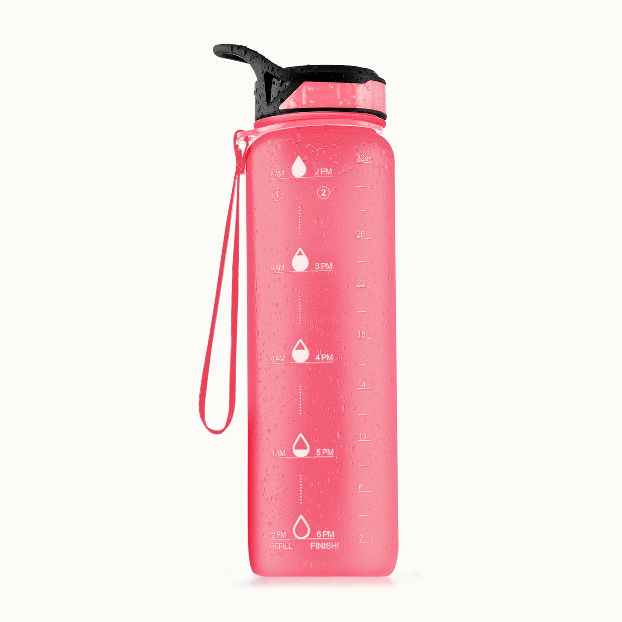 Hydration Nation Water Bottle With Time Marker (32 oz) - Pink by Zulay Kitchen