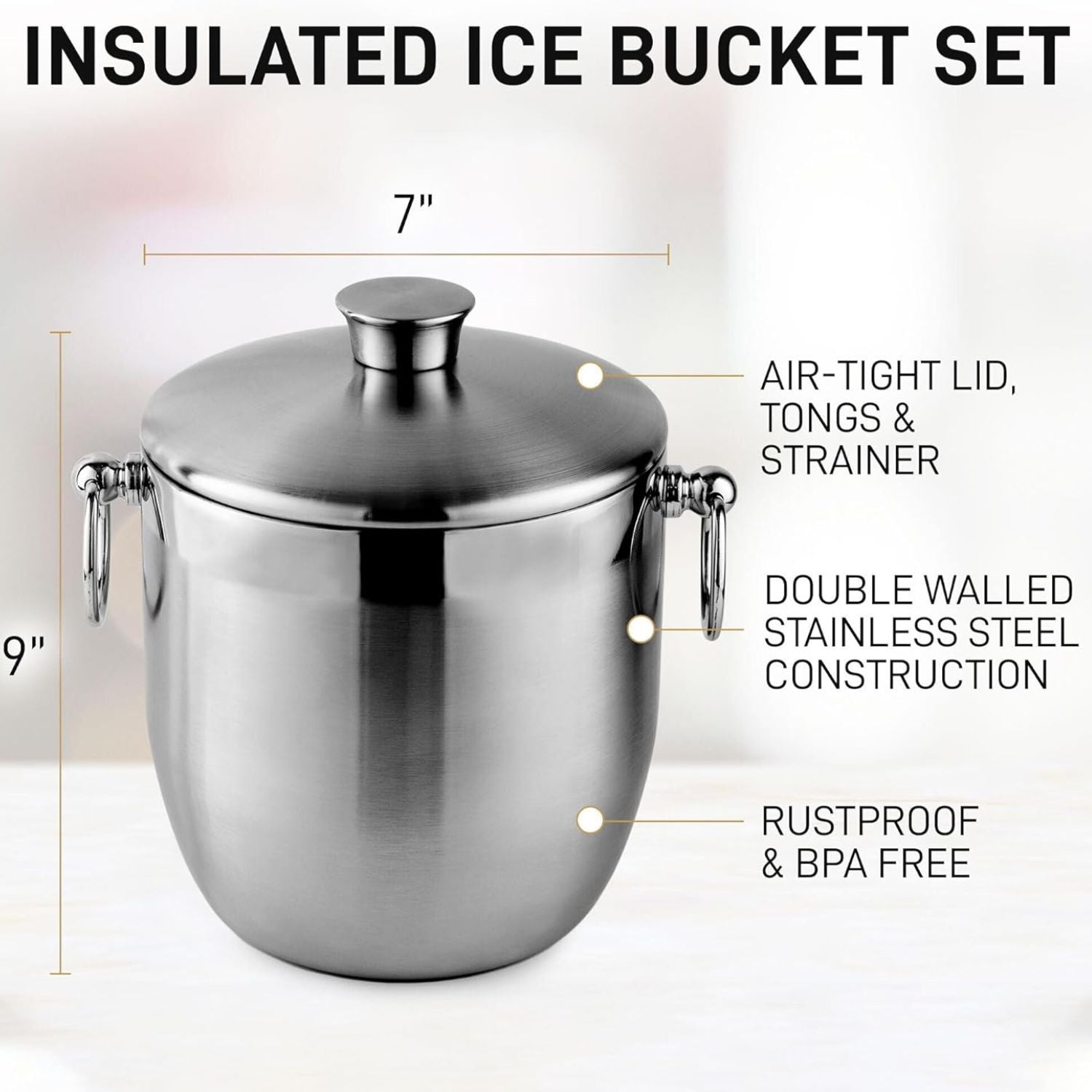 Insulated Ice Bucket Set by Zulay Kitchen