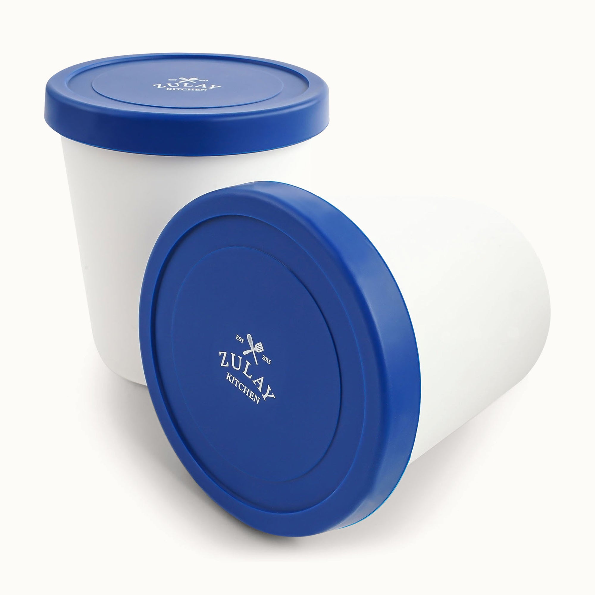Ice Cream Containers with Lids 2 Pack -Blue by Zulay Kitchen