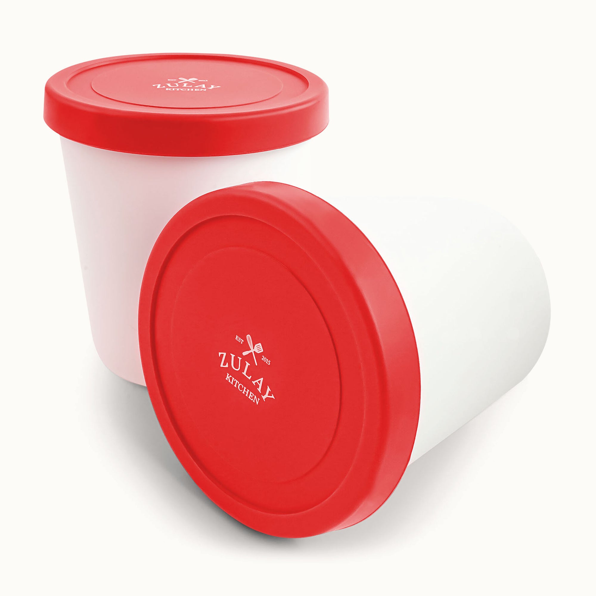 Ice Cream Containers with Lids 2 Pack -Red by Zulay Kitchen