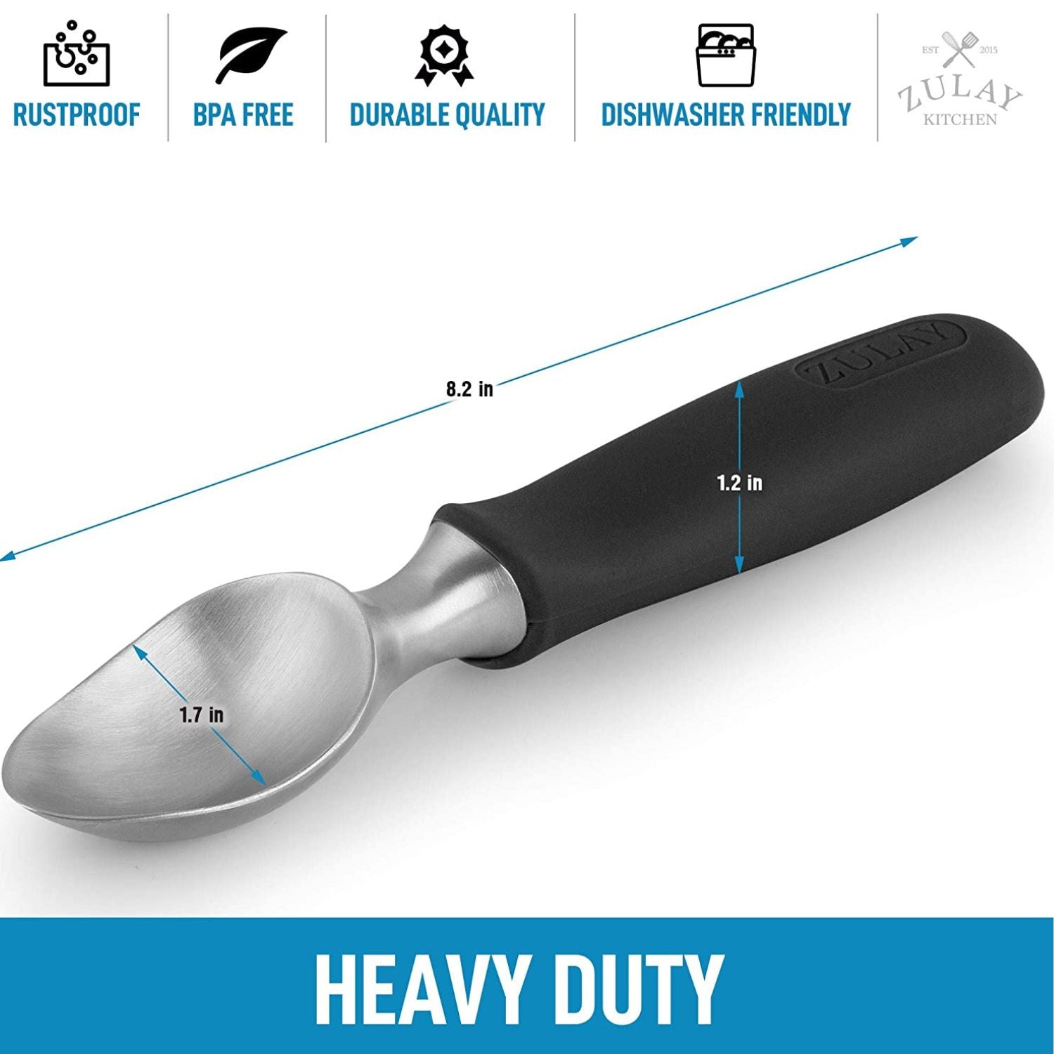 Heavy Duty Ice Cream Scoop With Rubber Grip by Zulay Kitchen