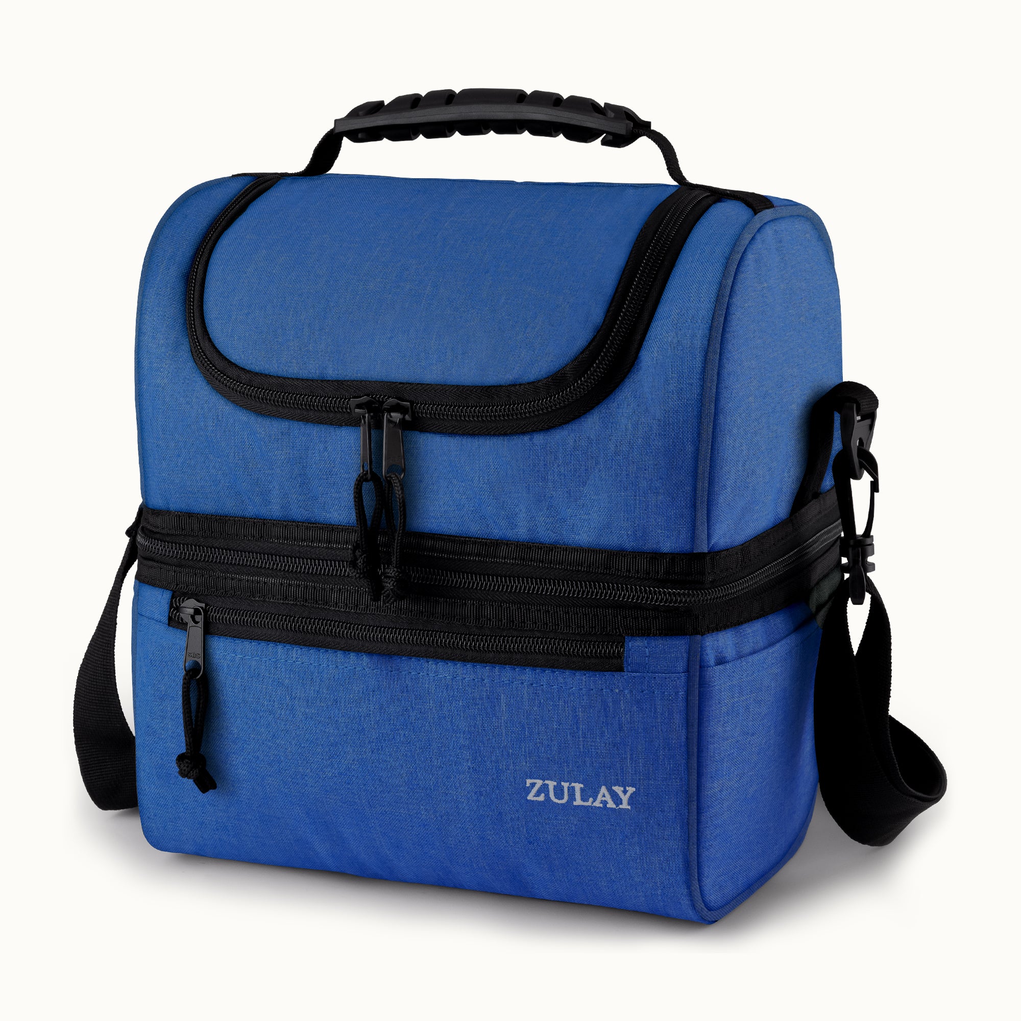 Insulated 2-Compartment Lunch Box Bag With Strap - Blue by Zulay Kitchen