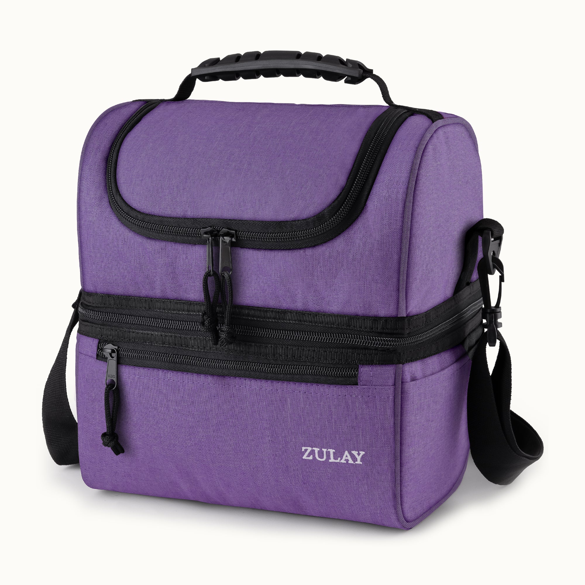 Insulated 2-Compartment Lunch Box Bag With Strap - Purple by Zulay Kitchen