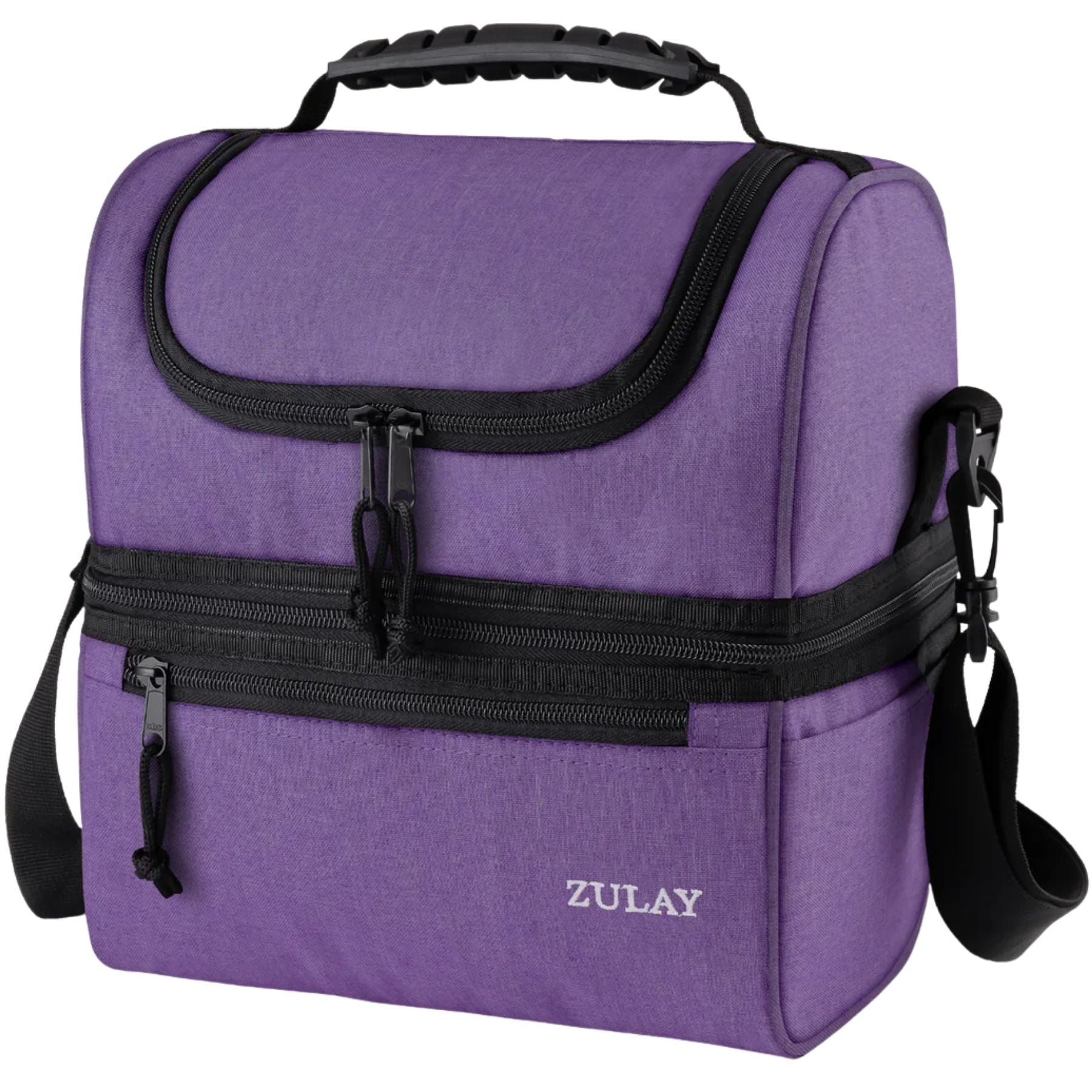 Insulated 2-Compartment Lunch Box Bag With Strap - Purple by Zulay Kitchen