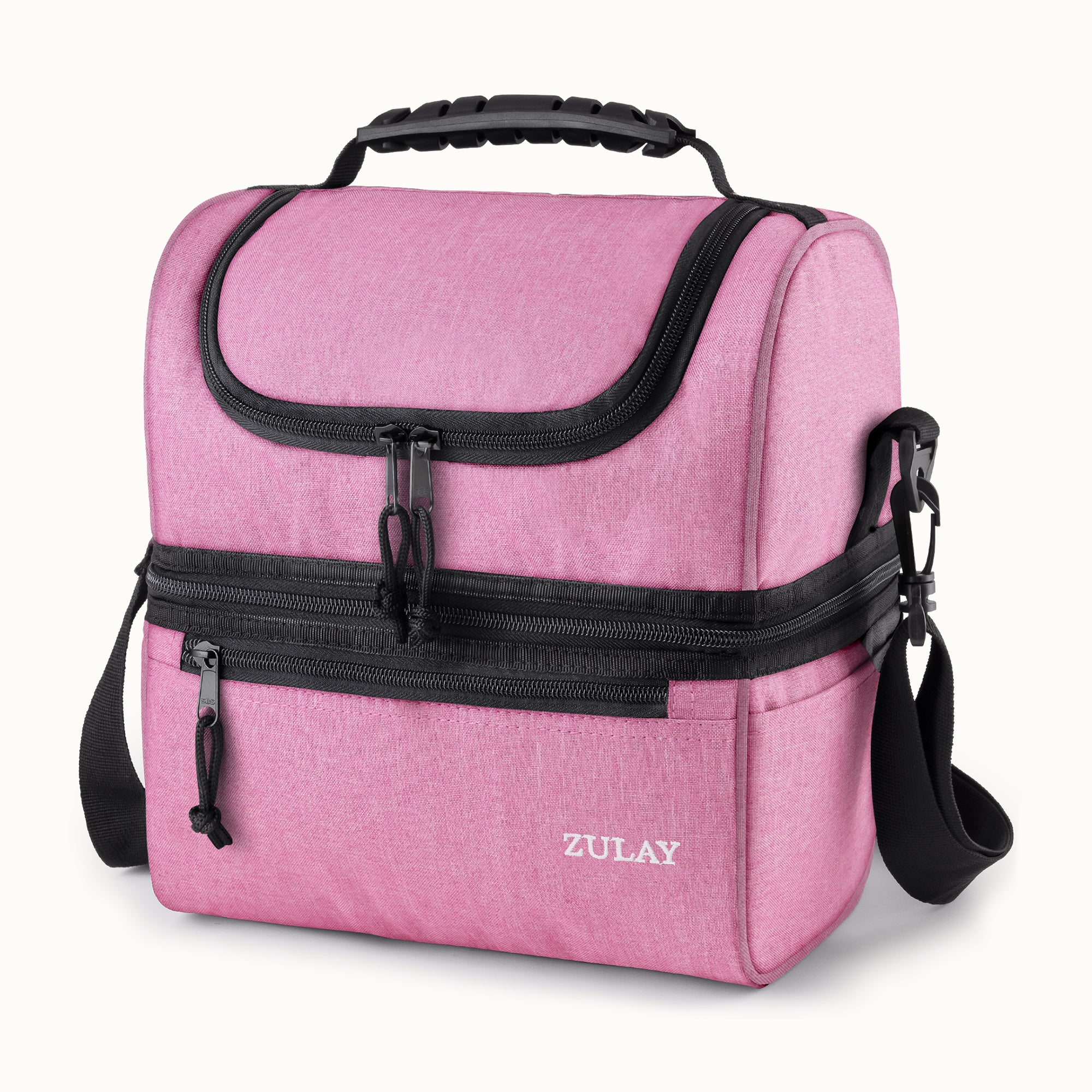 Insulated 2-Compartment Lunch Box Bag With Strap - Bubblegum Pink by Zulay Kitchen