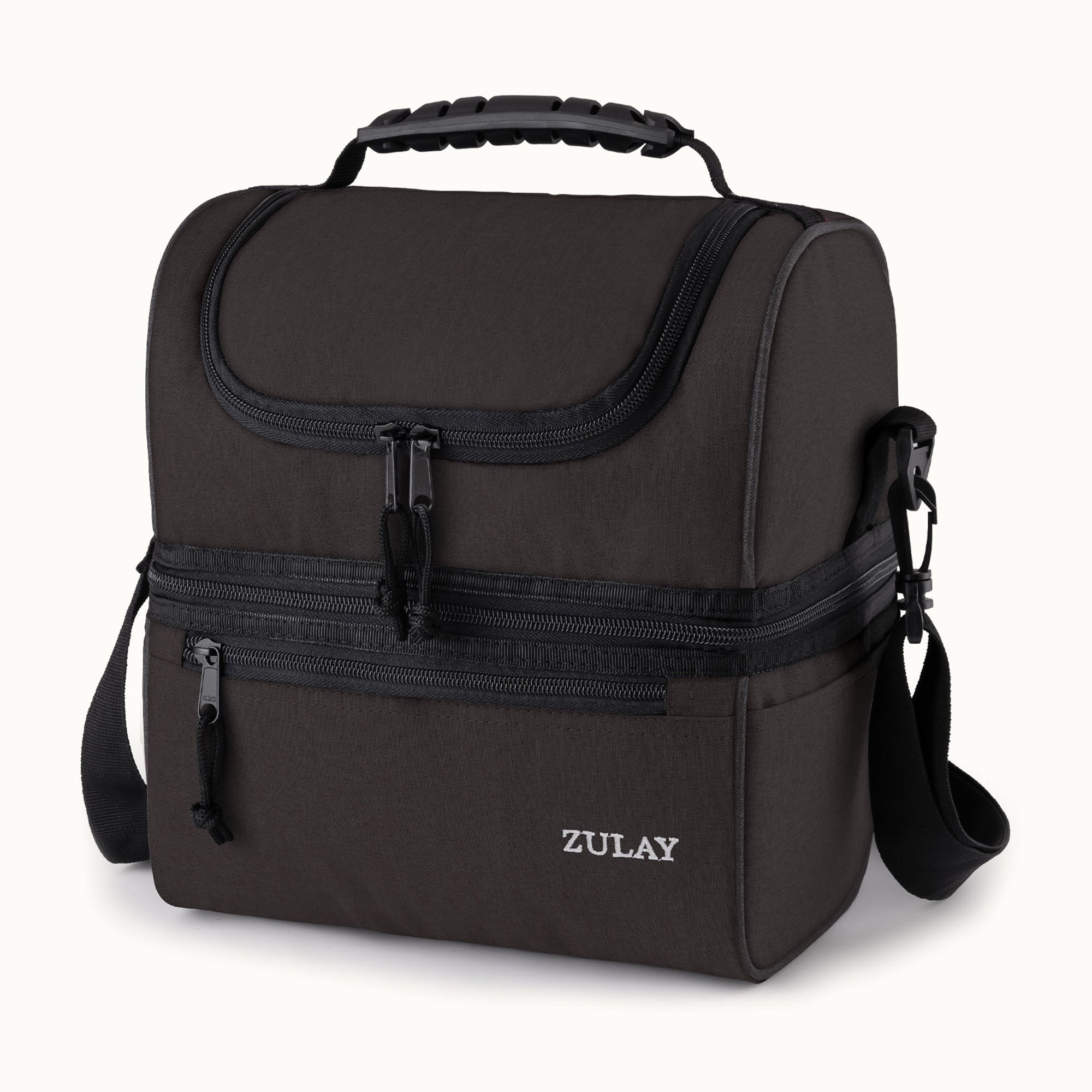 Insulated 2-Compartment Lunch Box Bag With Strap-Espresso by Zulay Kitchen