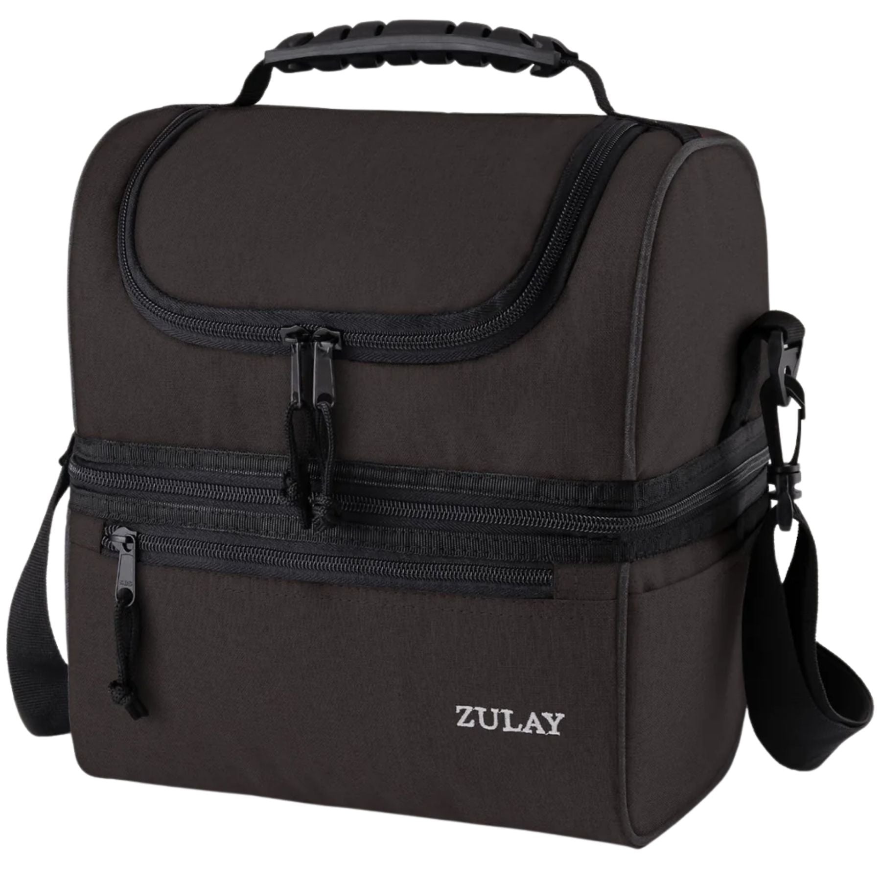 Insulated 2-Compartment Lunch Box Bag With Strap-Espresso by Zulay Kitchen