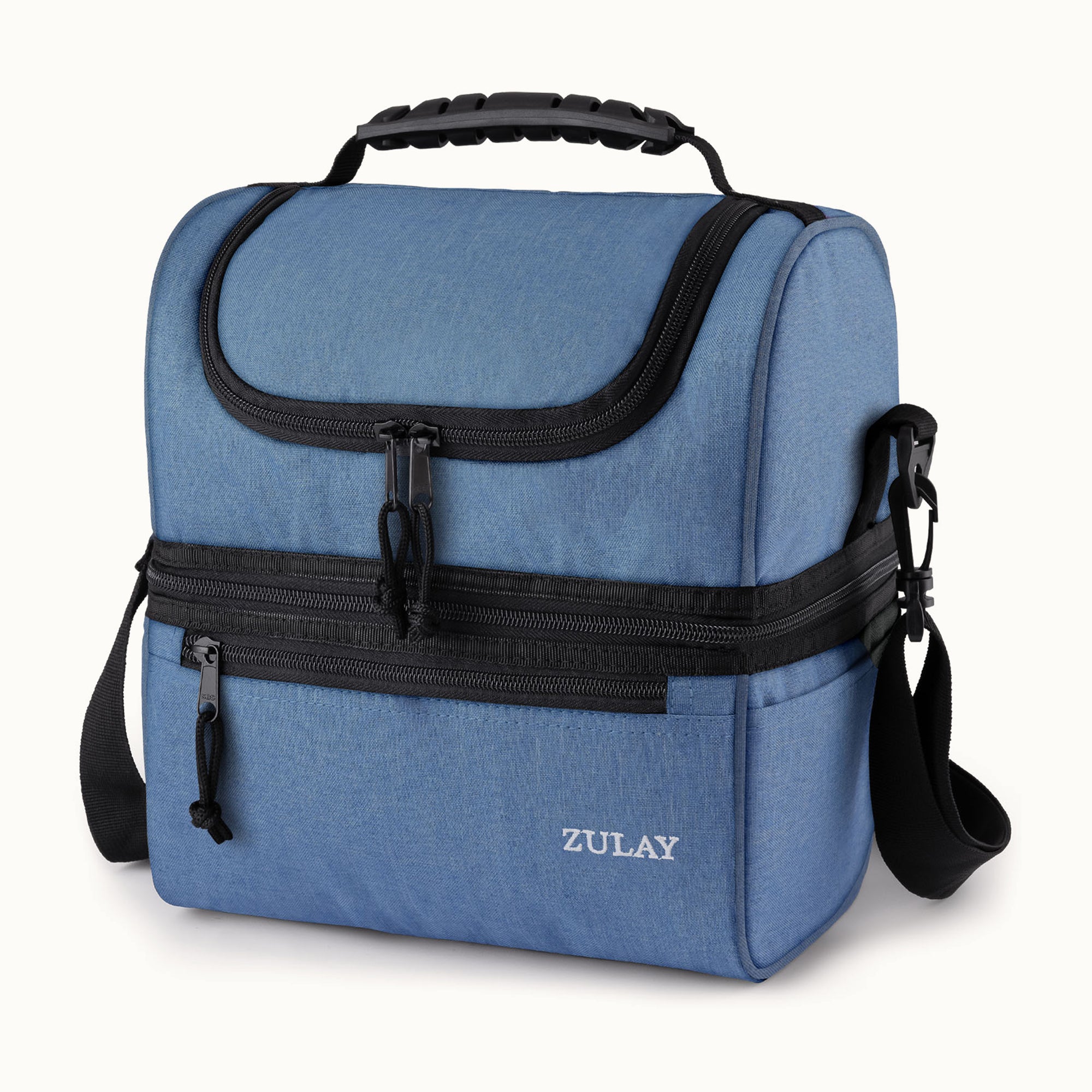 Insulated 2-Compartment Lunch Box Bag With Strap-Denim by Zulay Kitchen