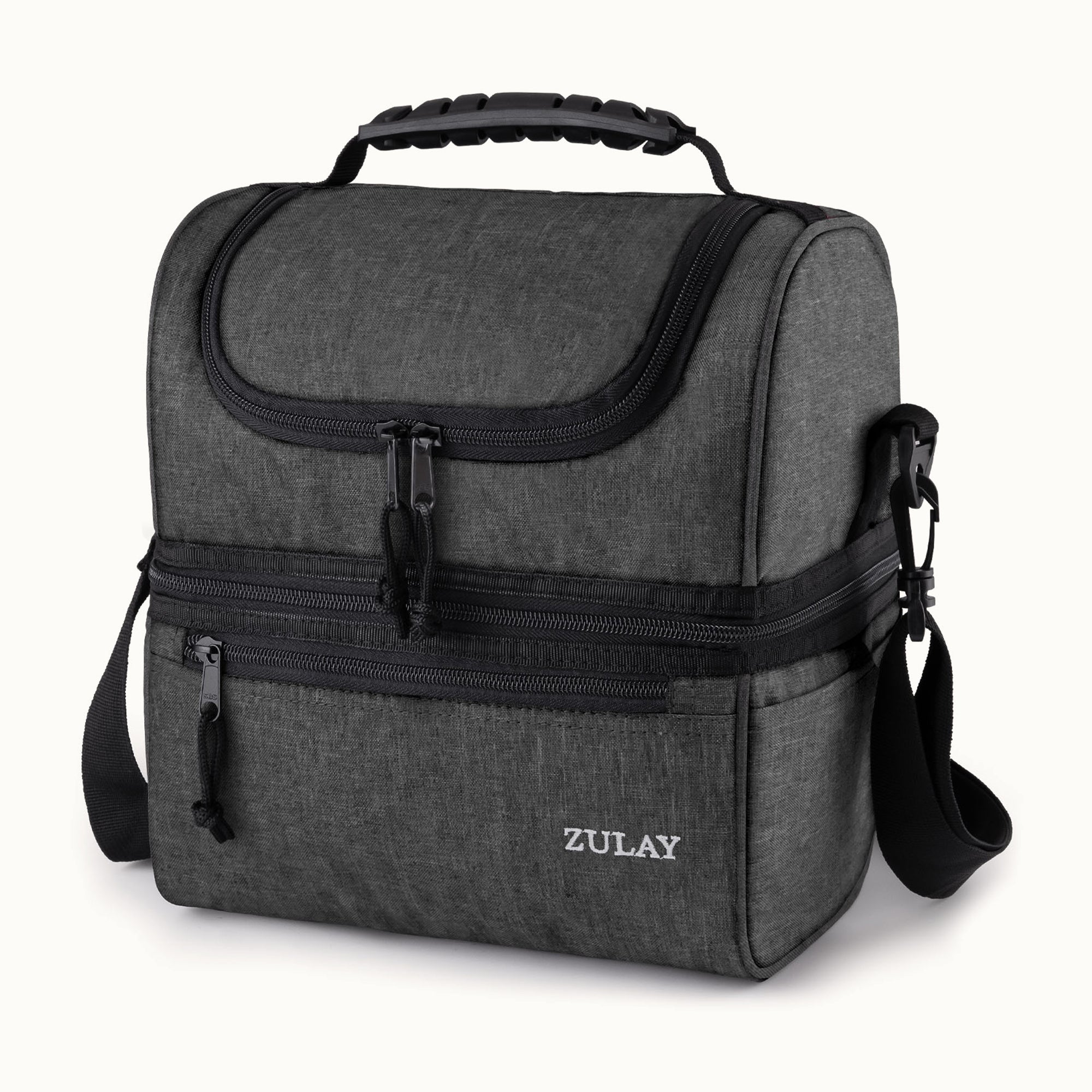 Insulated 2-Compartment Lunch Box Bag With Strap-Graphite by Zulay Kitchen