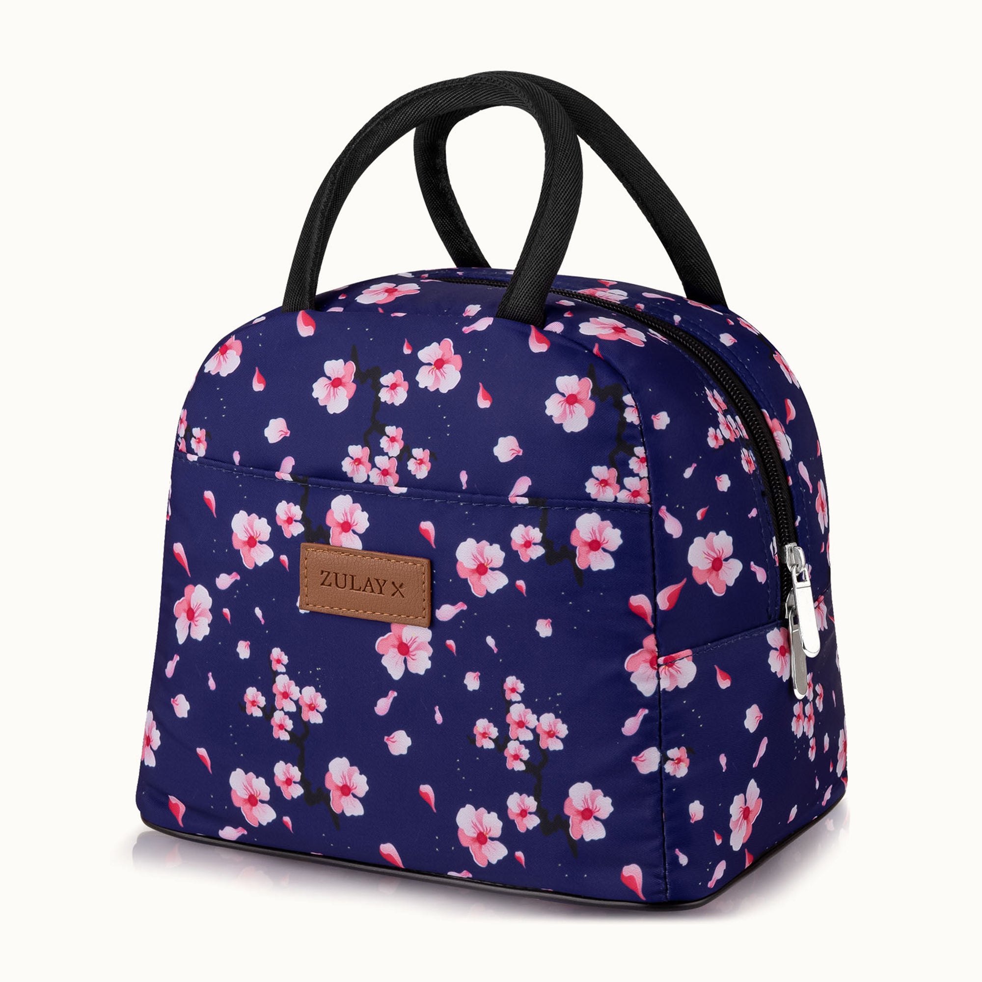 Insulated Lunch Box-Blue with pink flowers by Zulay Kitchen