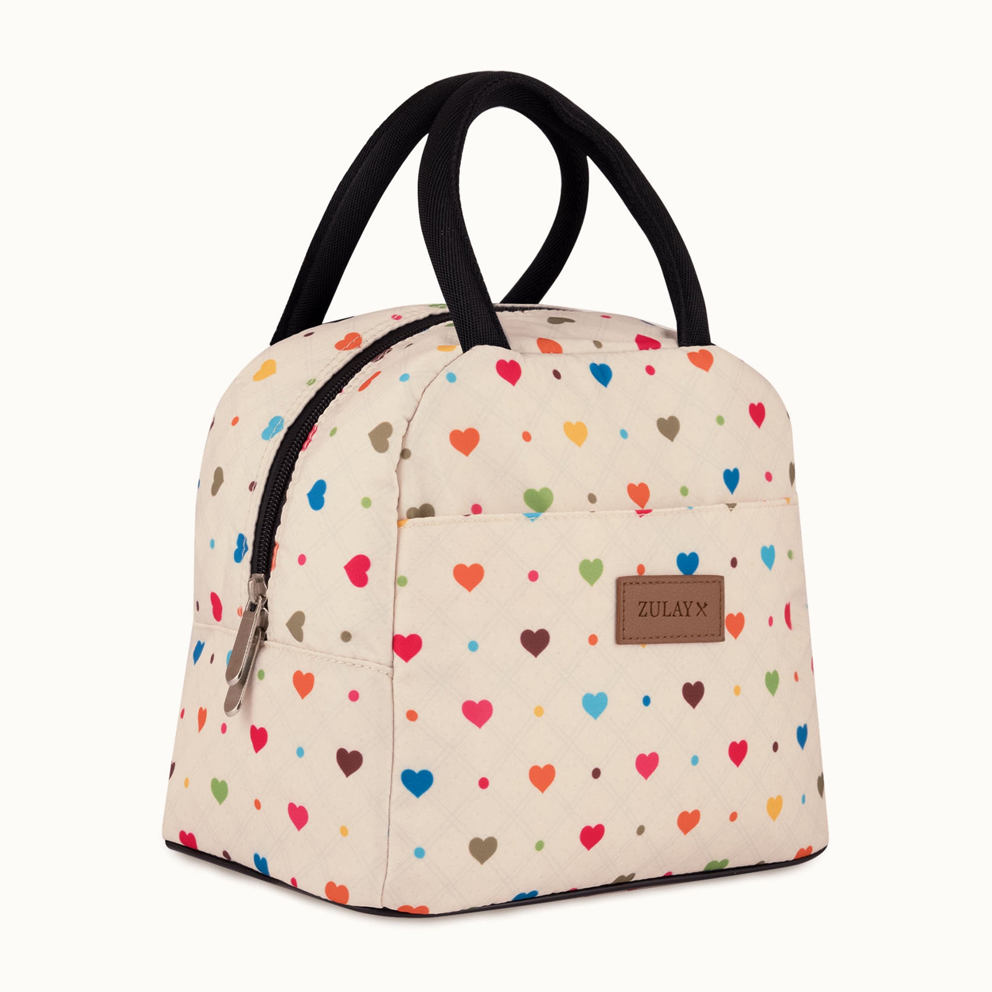 Insulated Lunch Box-Beige With Hearts by Zulay Kitchen
