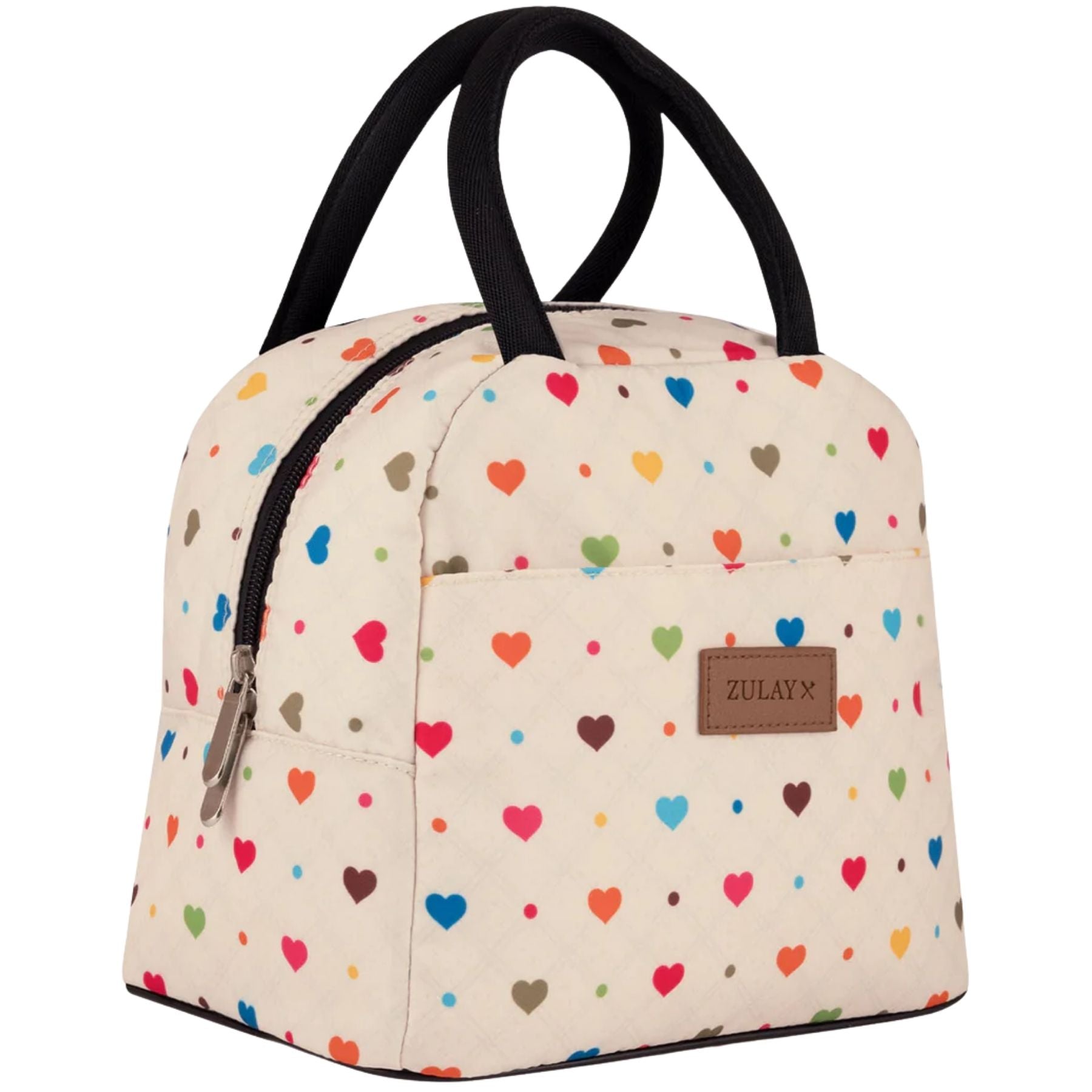 Insulated Lunch Box-Beige With Hearts by Zulay Kitchen