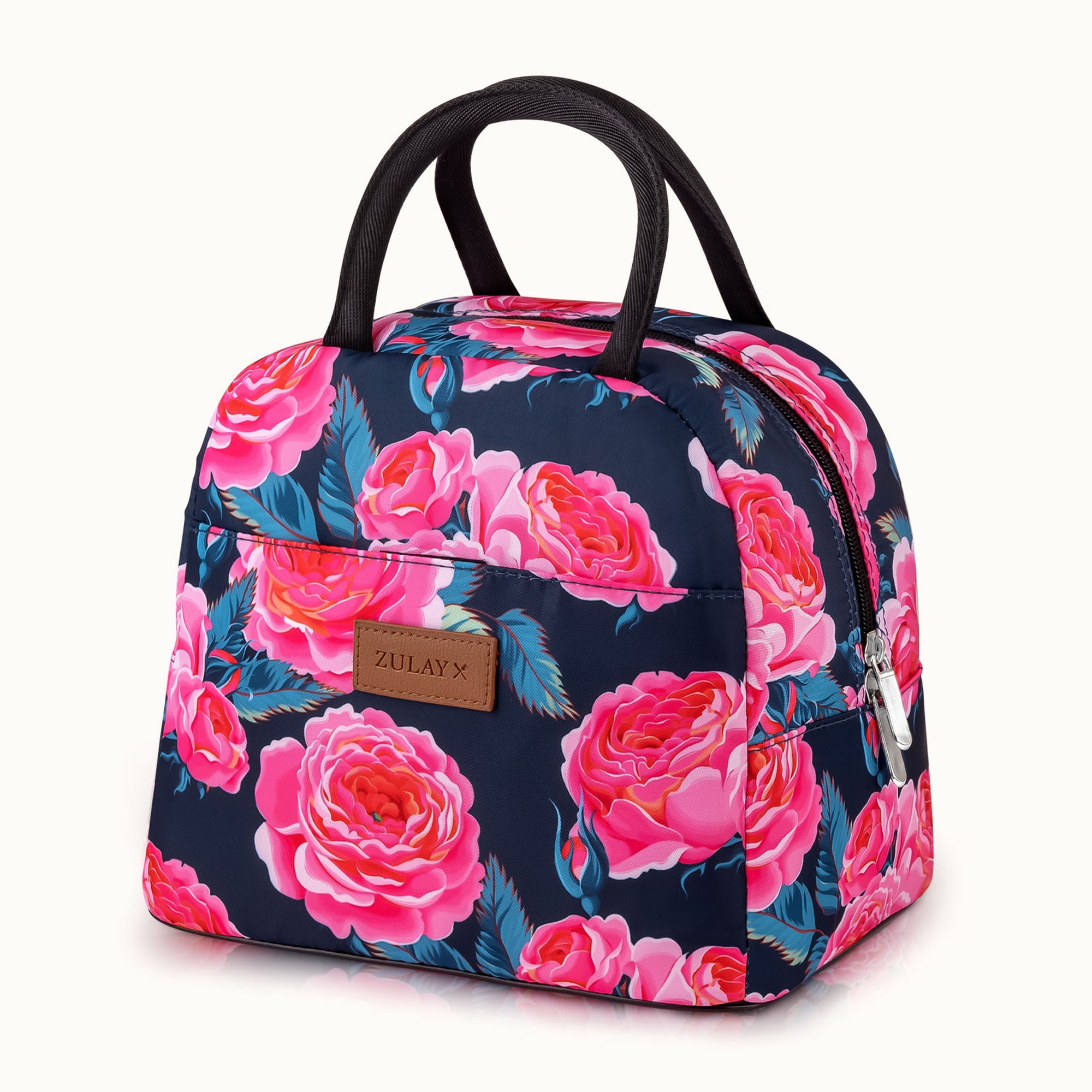Insulated Lunch Box-Navy Pink Rose by Zulay Kitchen