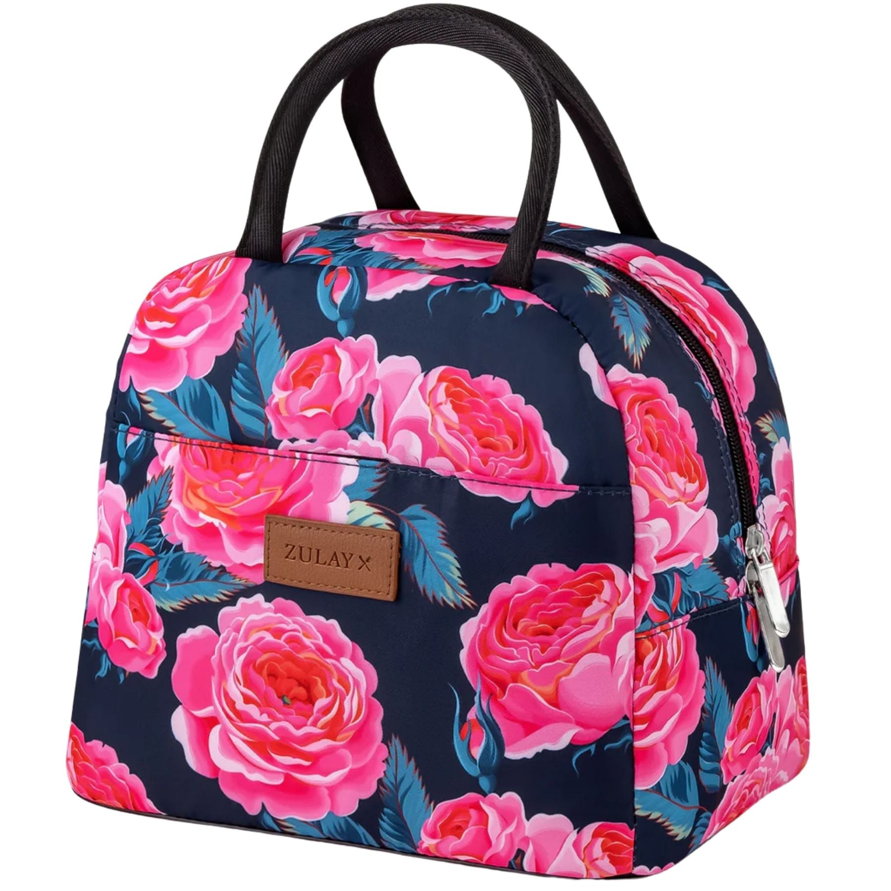 Insulated Lunch Box-Navy Pink Rose by Zulay Kitchen