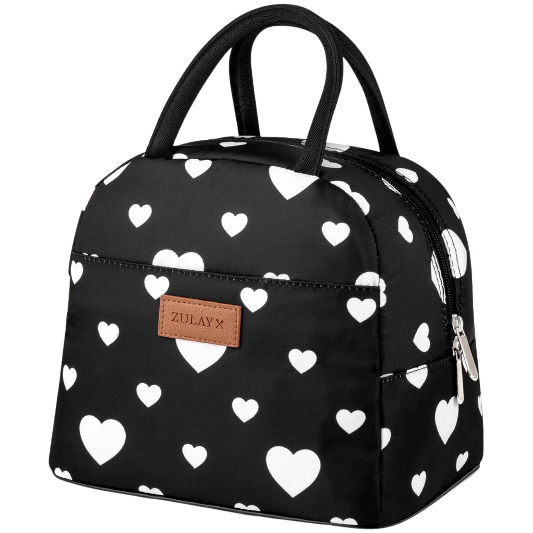 Insulated Tote Lunch Bag With Soft Padded Handles-White Hearts by Zulay Kitchen