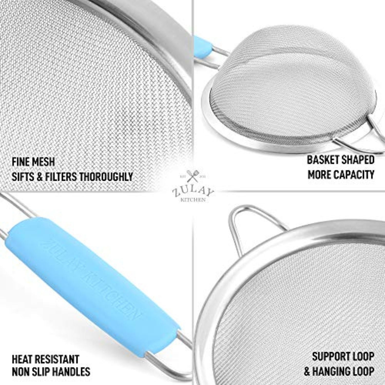 Kitchen Strainer with Non Slip Handle by Zulay Kitchen