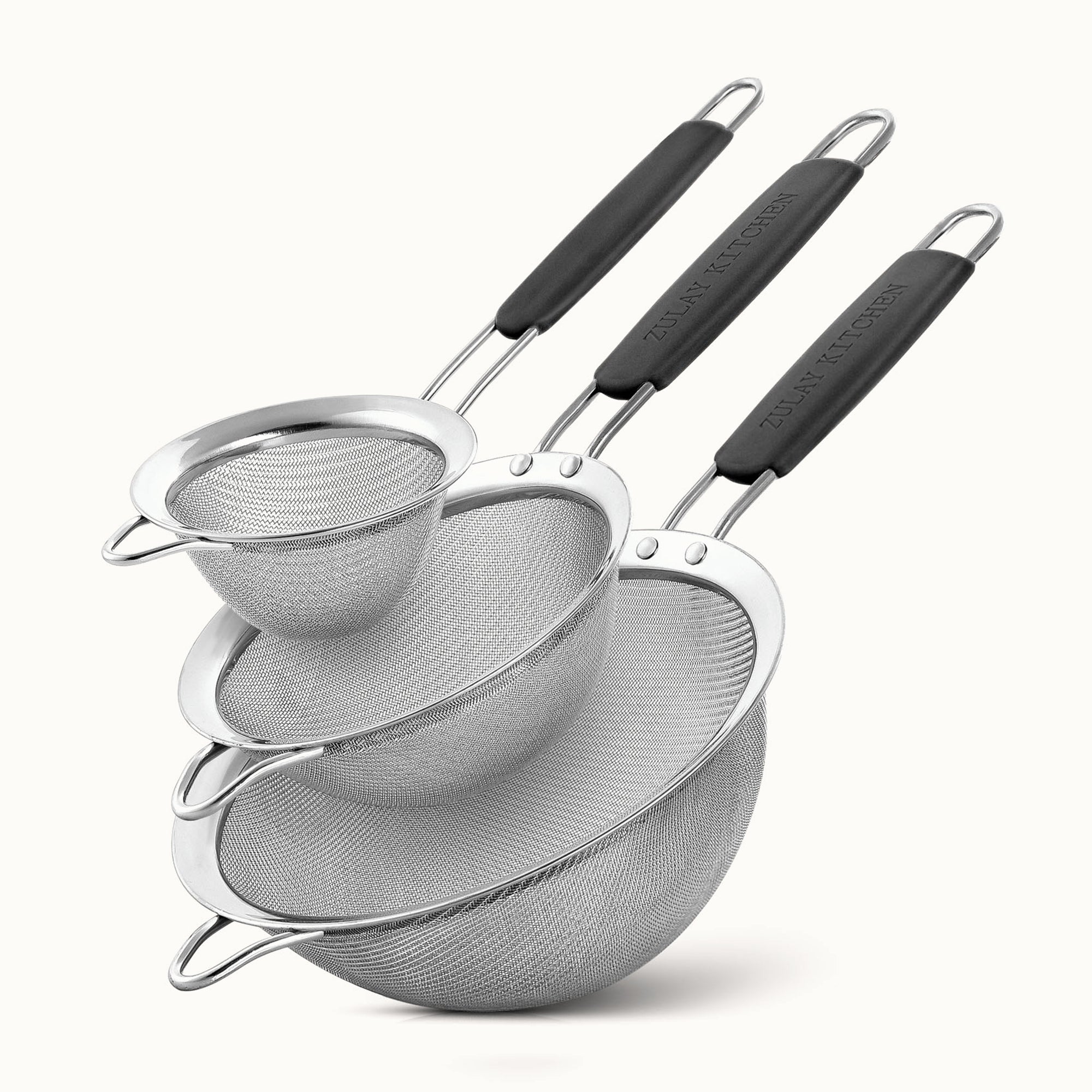 Kitchen Strainer (Set of 3)-Black by Zulay Kitchen