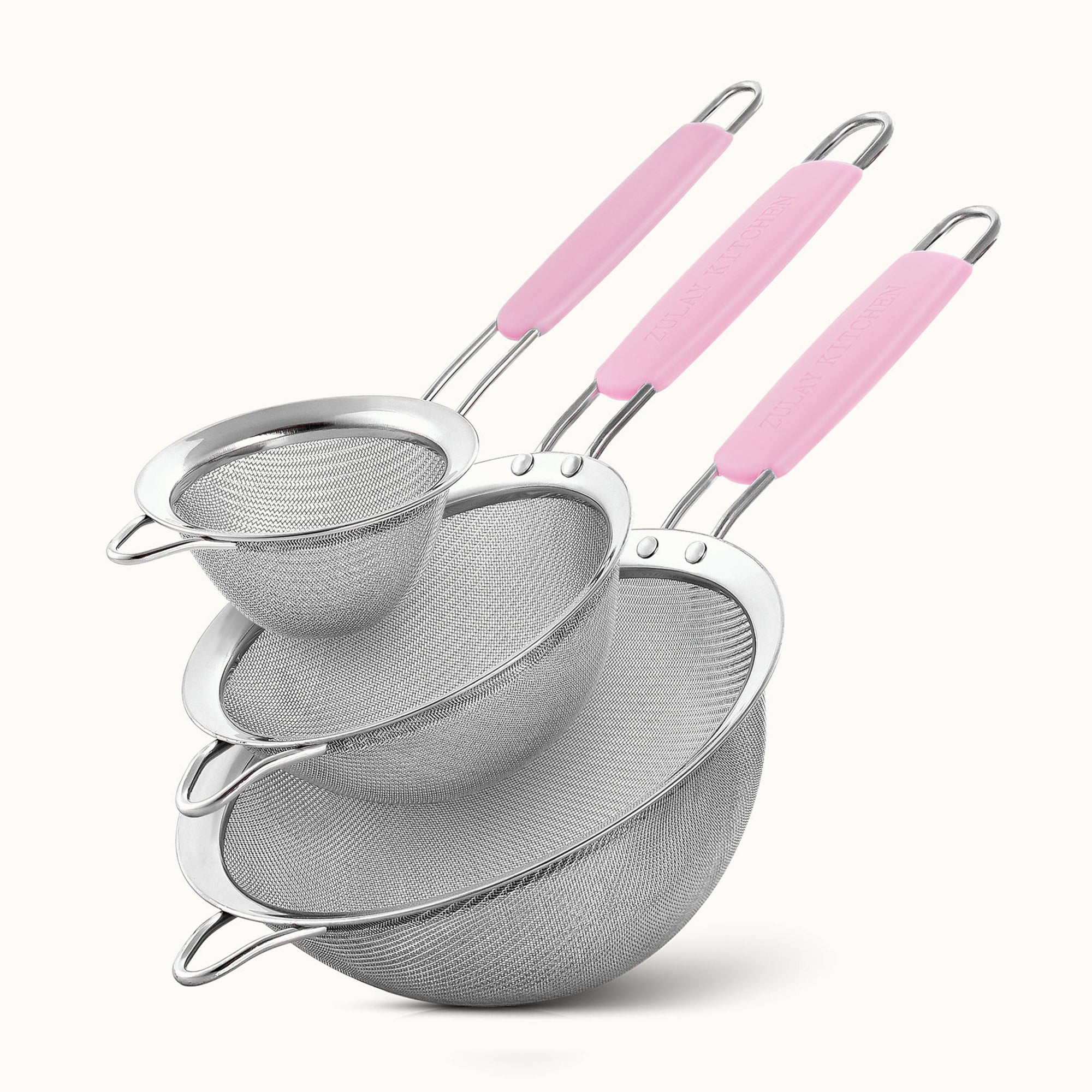 Kitchen Strainer (Set of 3)-Pink by Zulay Kitchen