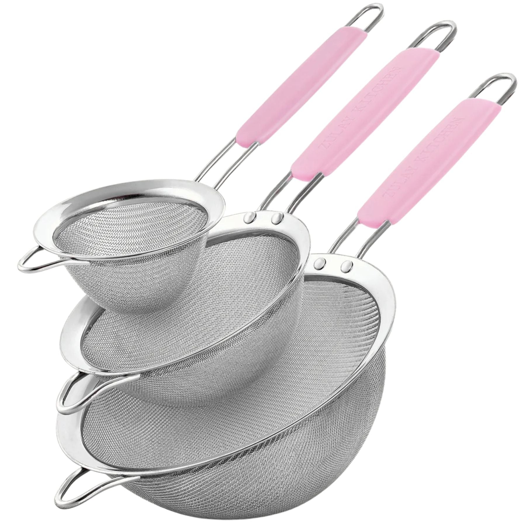 Kitchen Strainer (Set of 3)-Pink by Zulay Kitchen