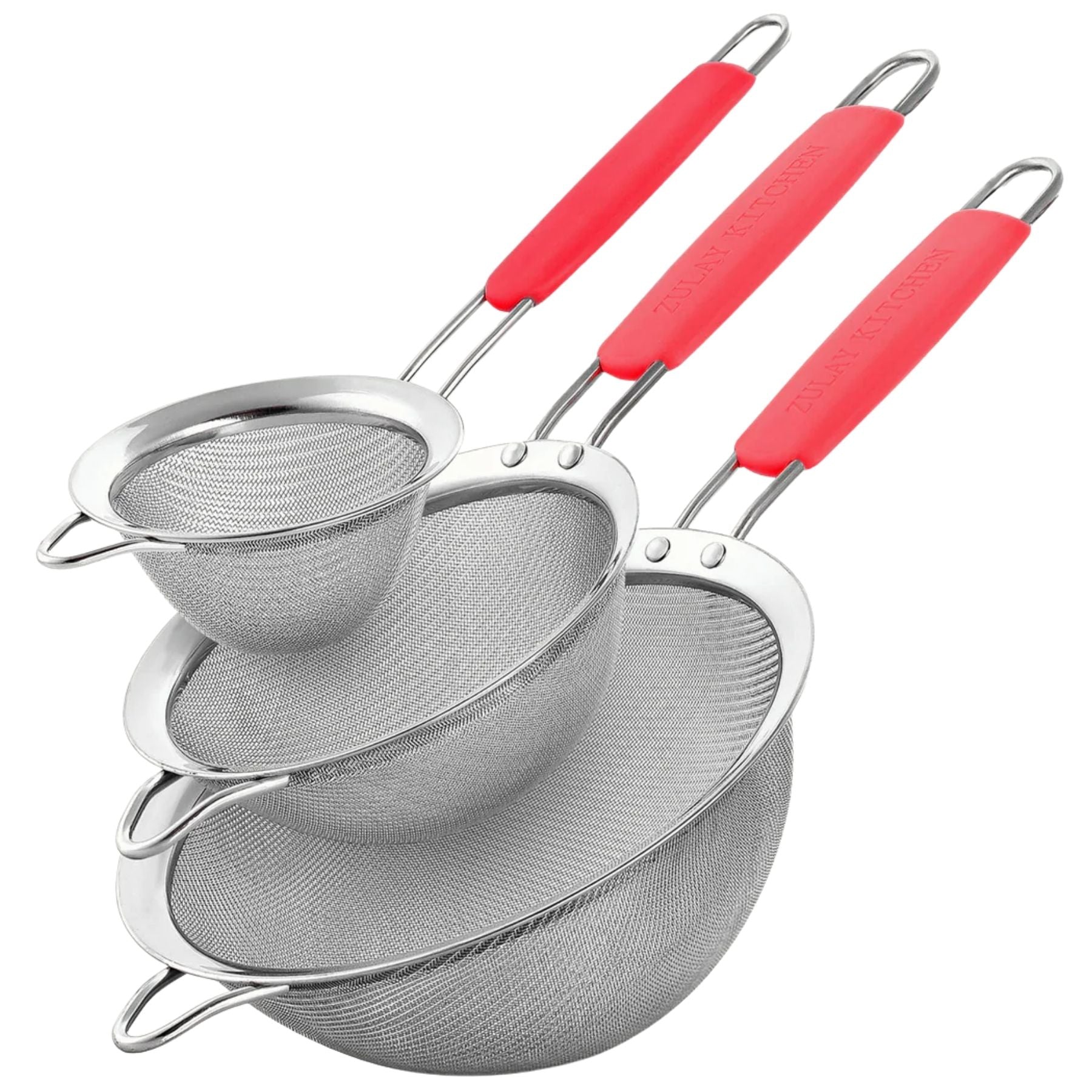 Kitchen Strainer (Set of 3)-Red by Zulay Kitchen