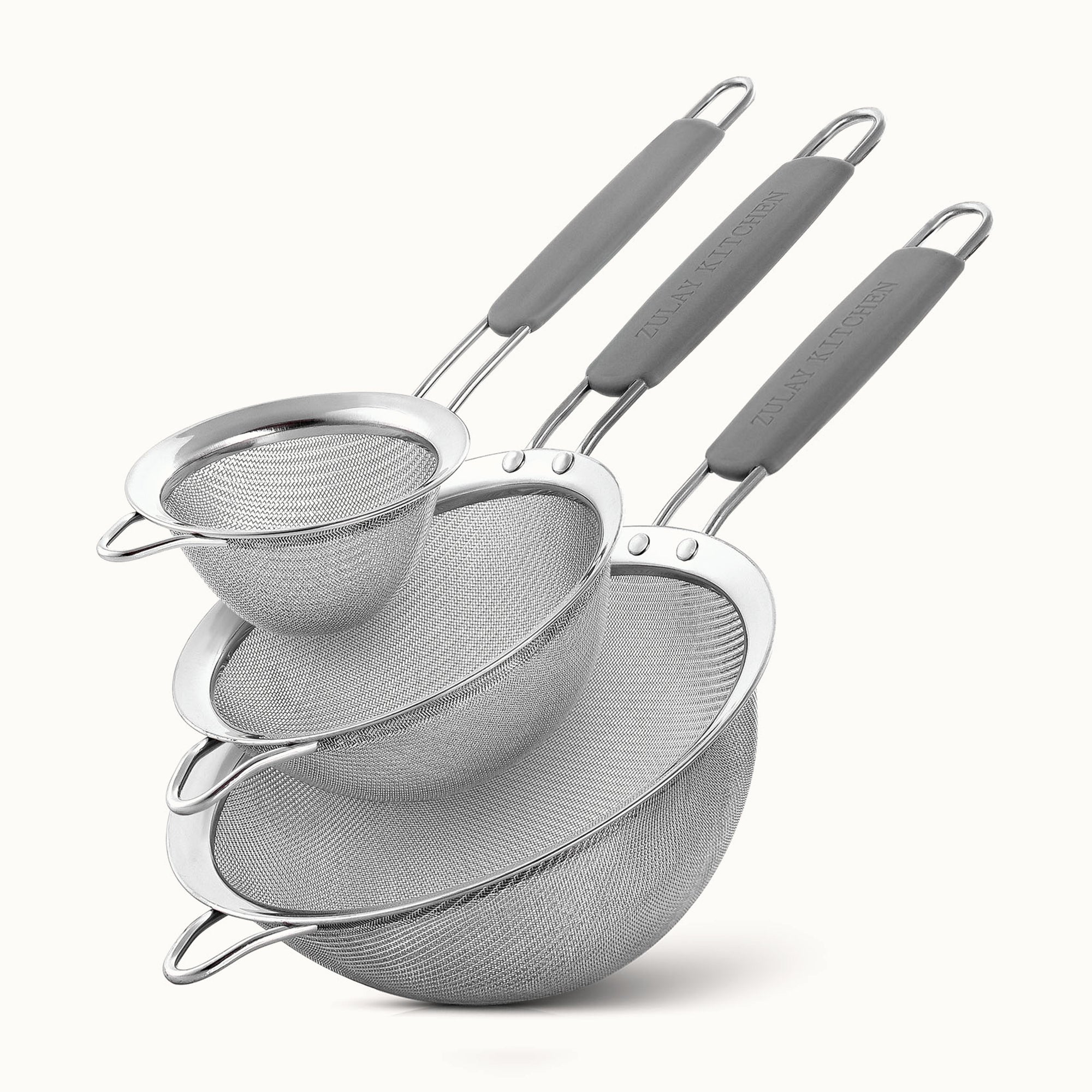 Kitchen Strainer (Set of 3)-Gray by Zulay Kitchen