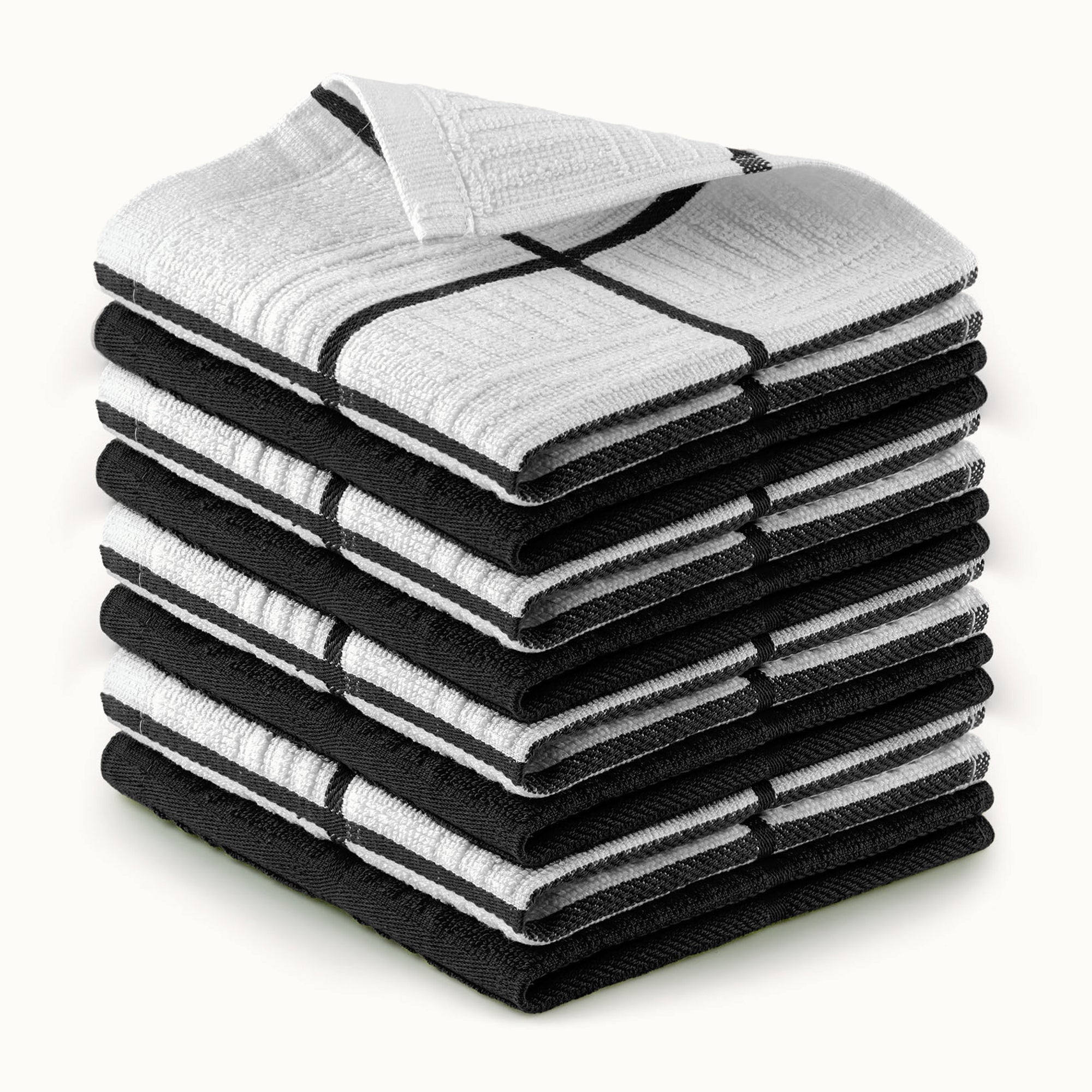 Kitchen Towels-8 Pack 12 x 12 Square (Black) by Zulay kitchen