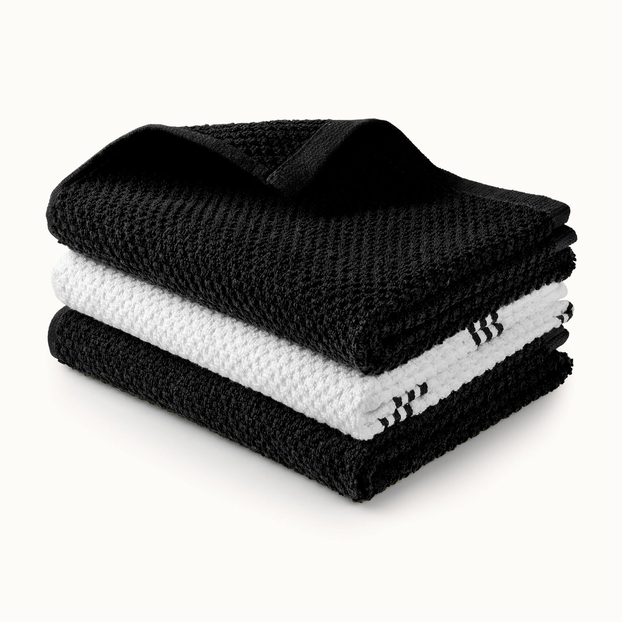 Kitchen Towels-3 Pack 15 x 25 inch - Stripe Black by Zulay Kitchen