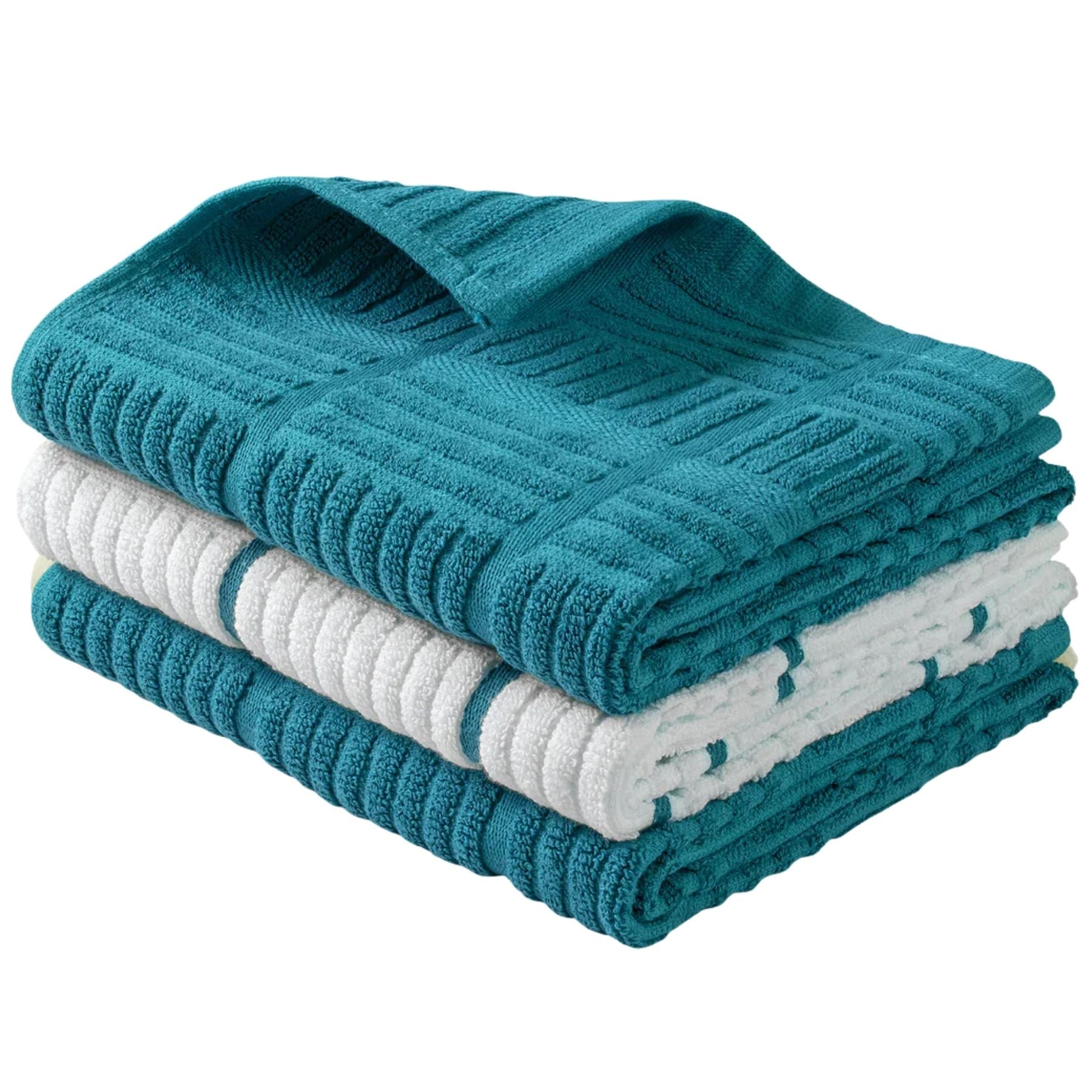 Kitchen Towels-3 Pack 15 x 25 inch - Square Blue by Zulay Kitchen